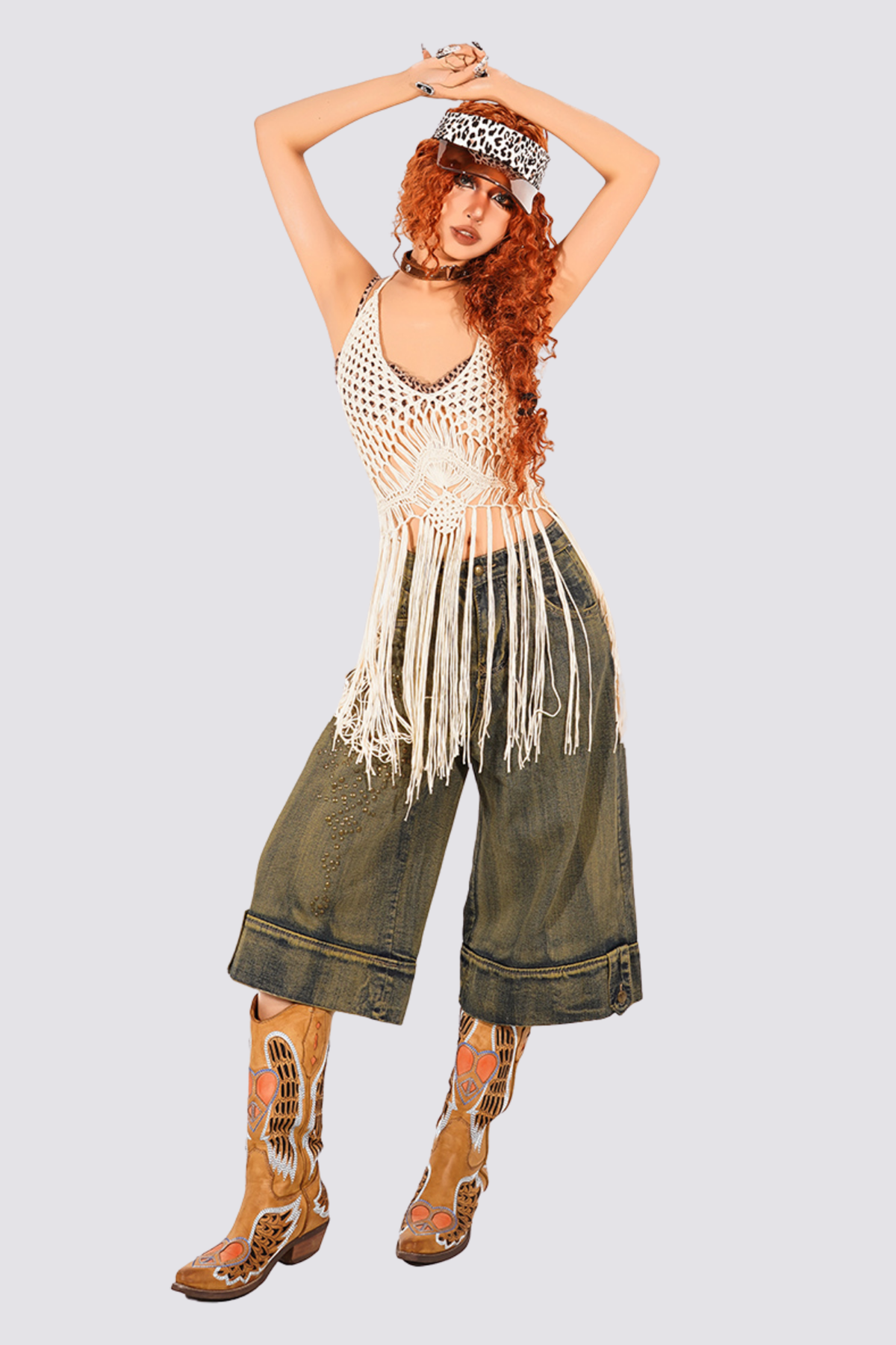 Skin Back Cutout Fringe Top