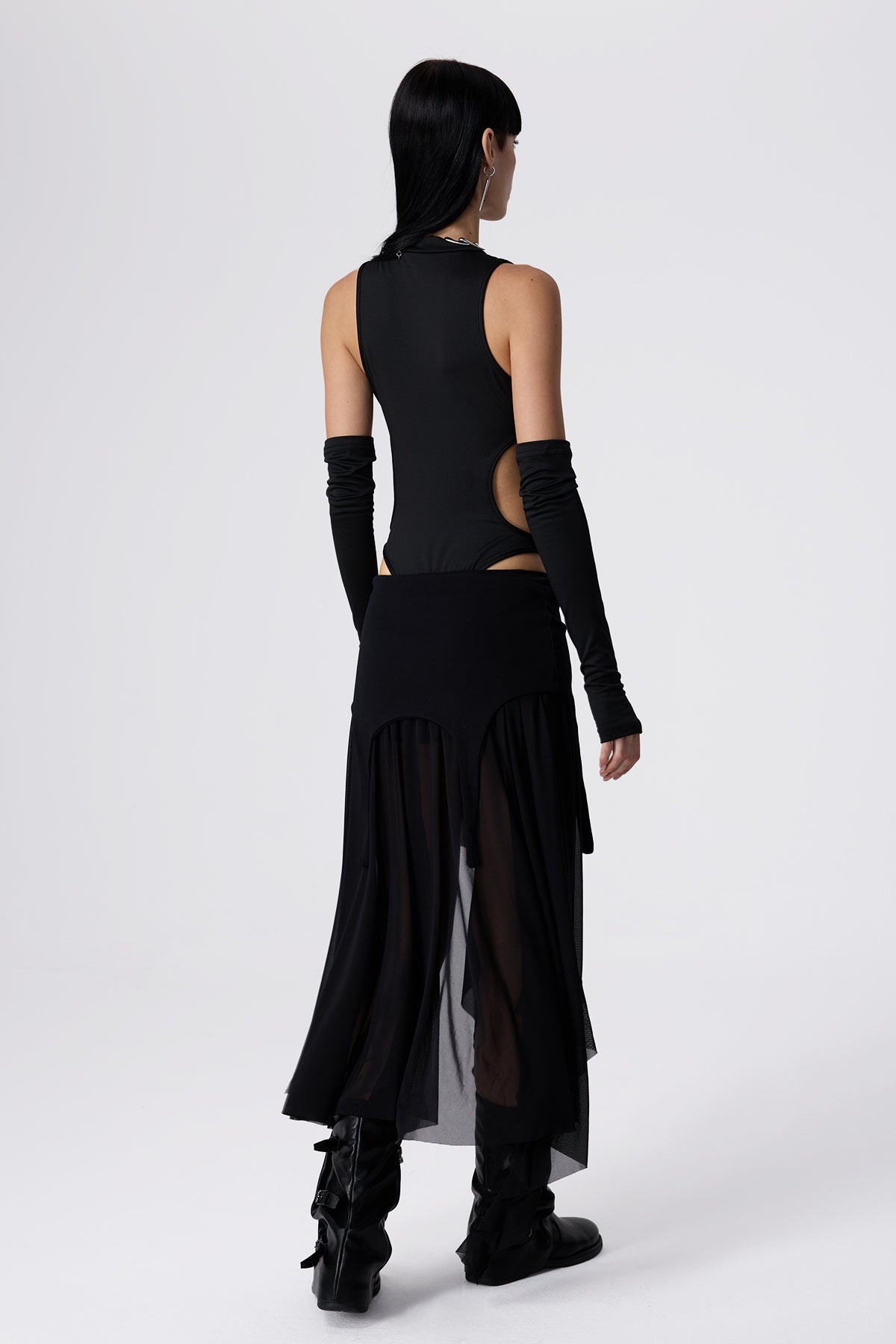 Skin Lock Cutout Bodysuit With Sleeves