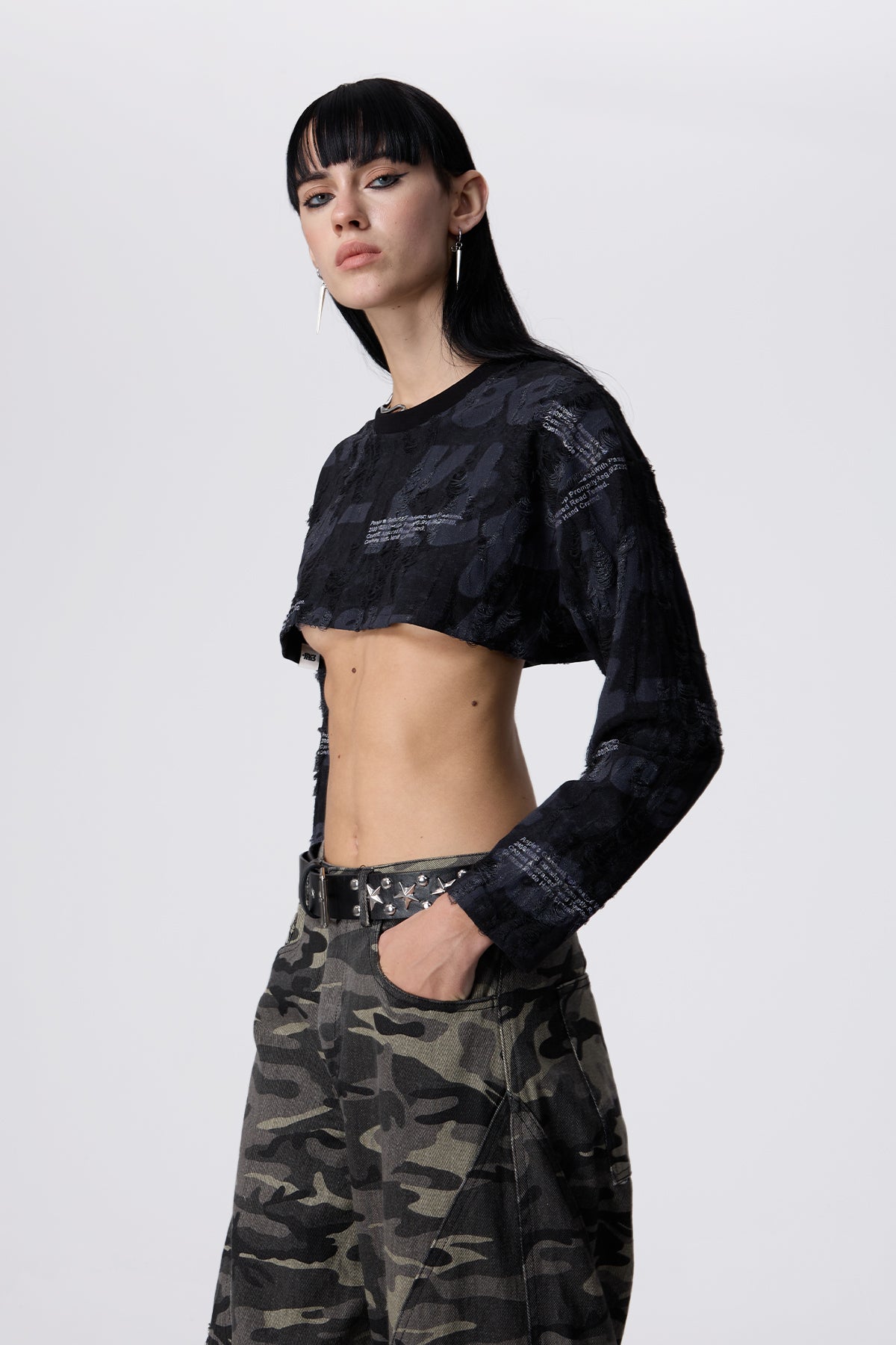 Skin Play Ripped Print Crop Top
