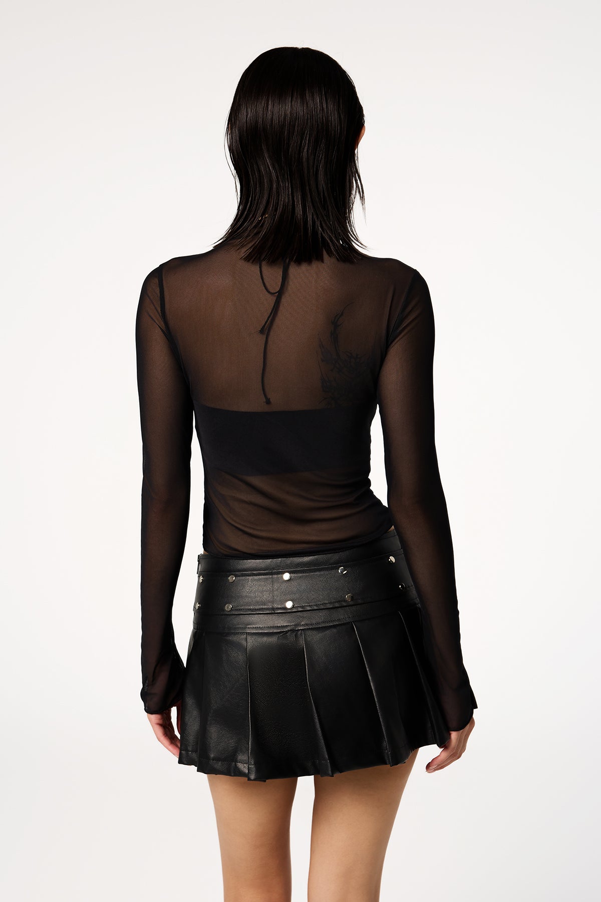 Skin Sheen Long Sleeve Mesh Top