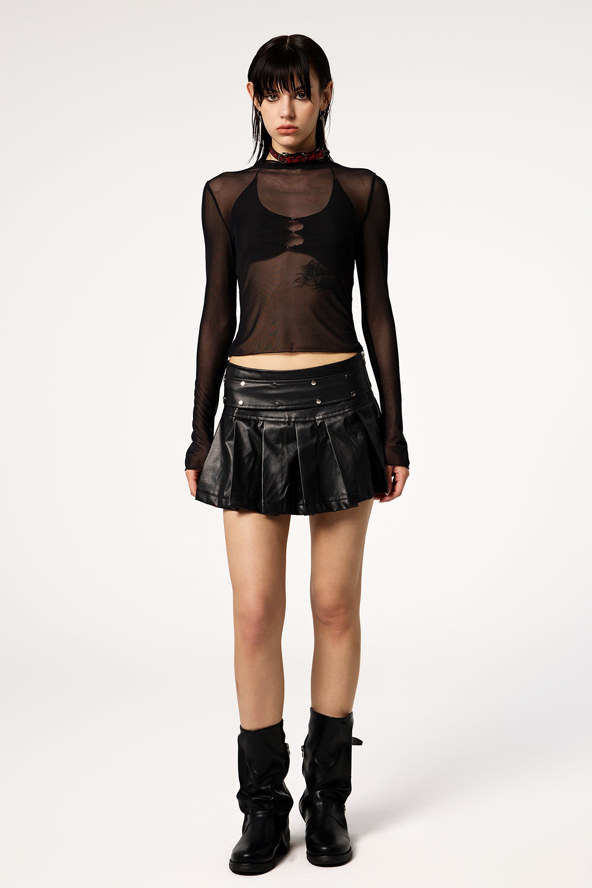 Skin Sheen Long Sleeve Mesh Top