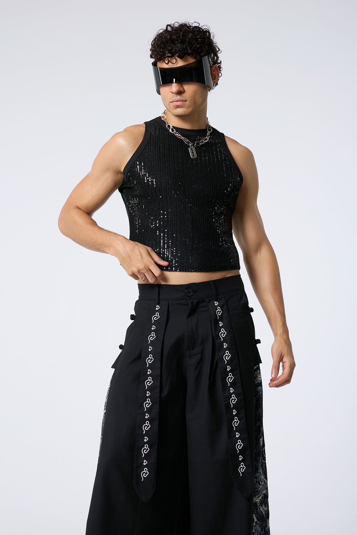 Skin Trace Sequin Sleeveless Top