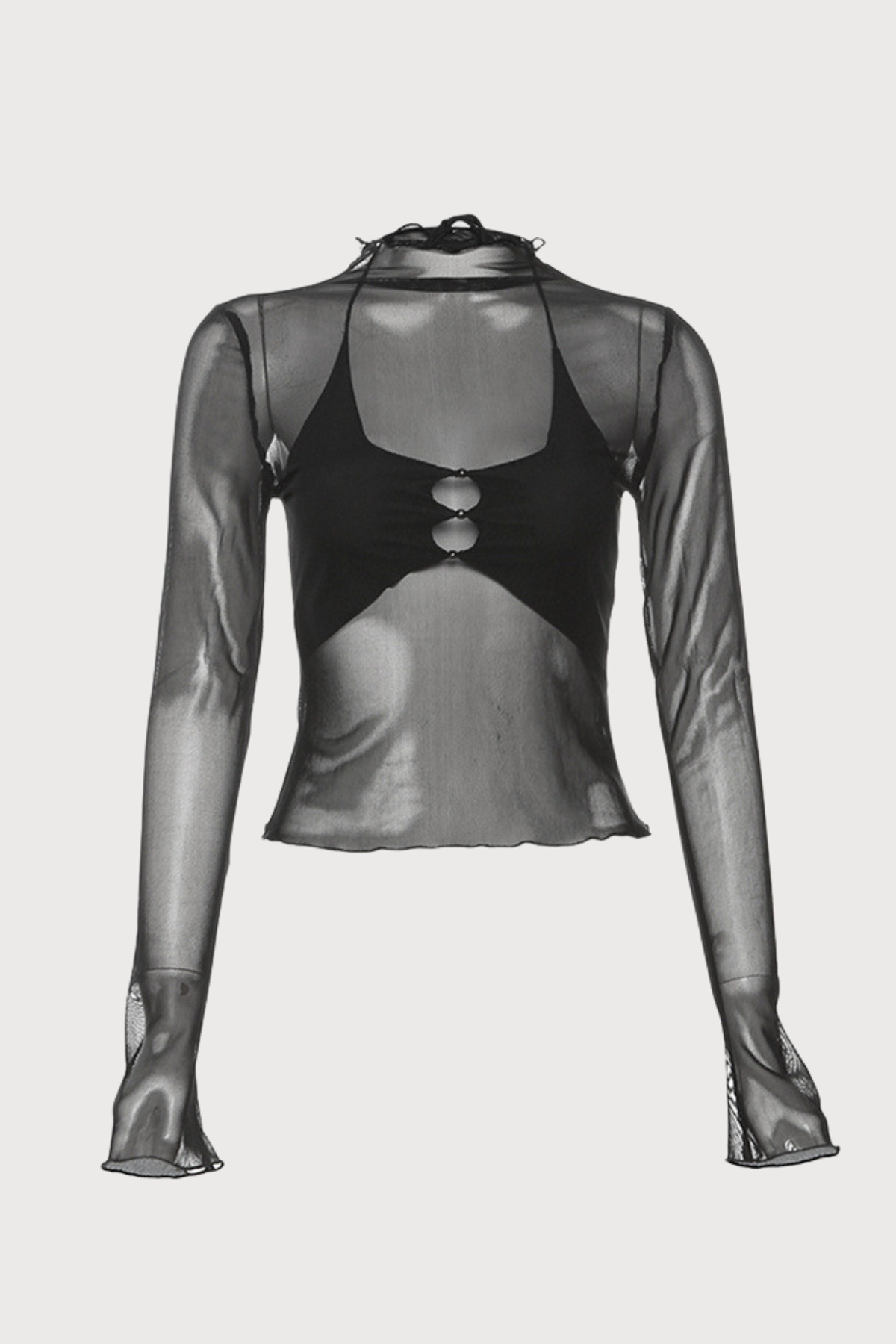 Skin Sheen Long Sleeve Mesh Top