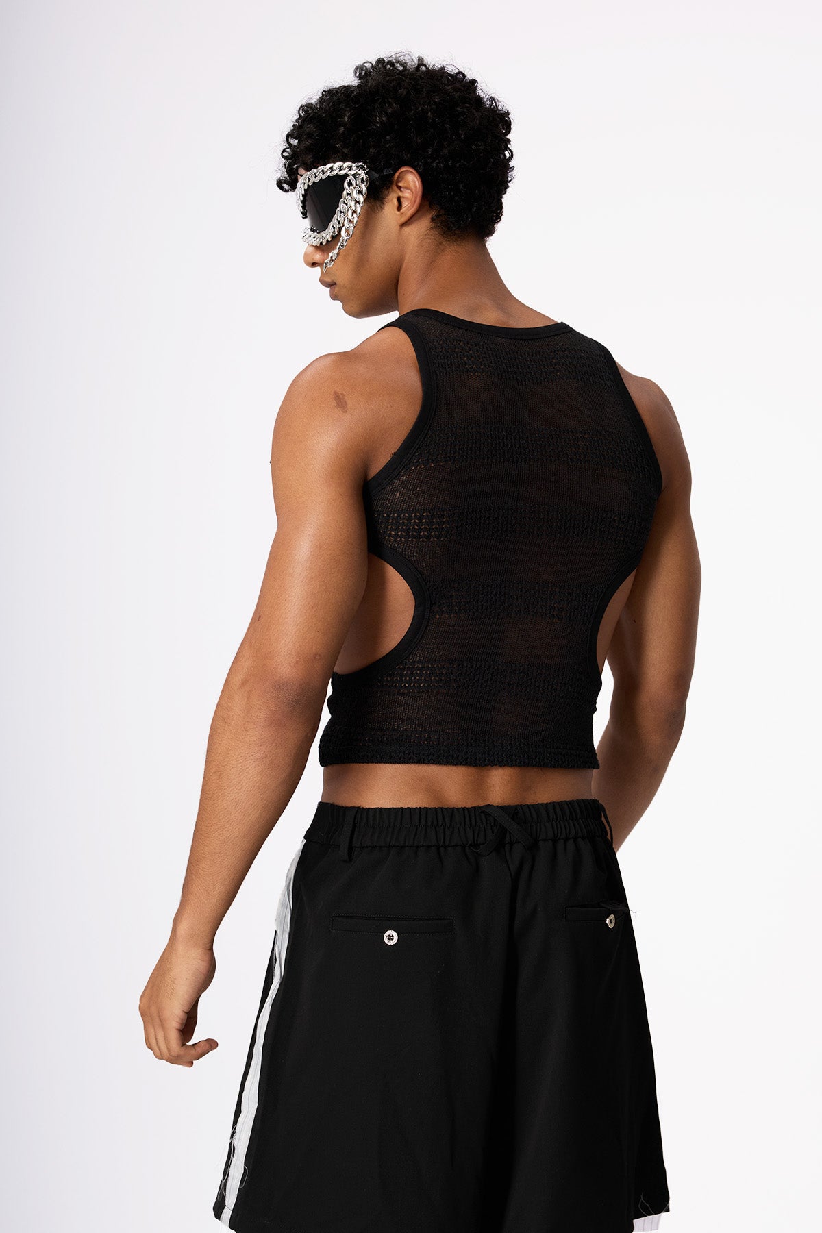 Sleek Dip Cutout Crop Top Black