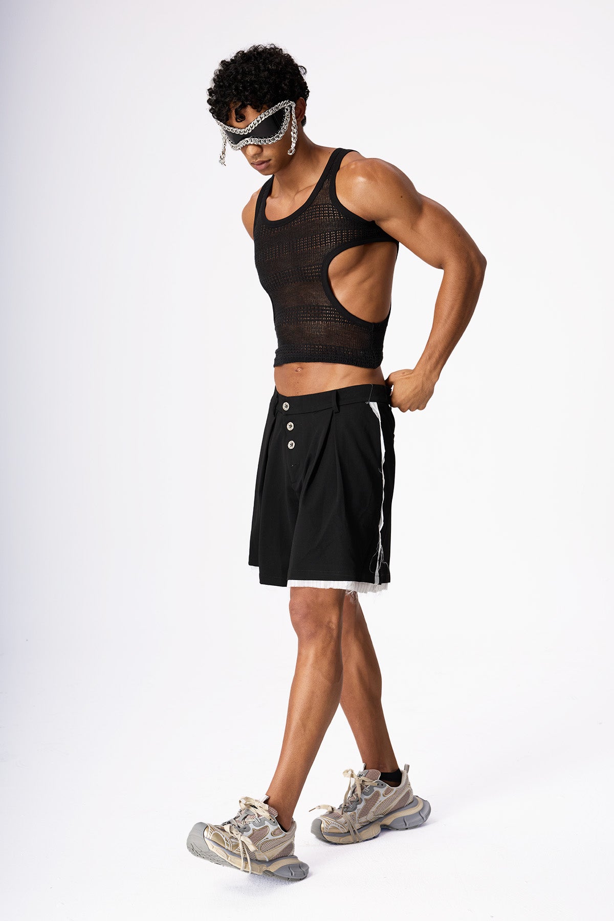 Sleek Dip Cutout Crop Top Black