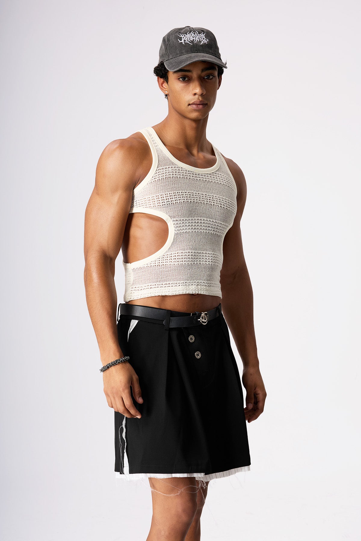 Sleek Dip Cutout Crop Top White