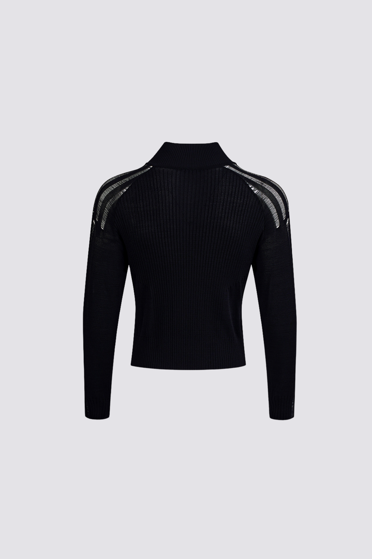 Sleek Knit Long Sleeve Cutout Top Black