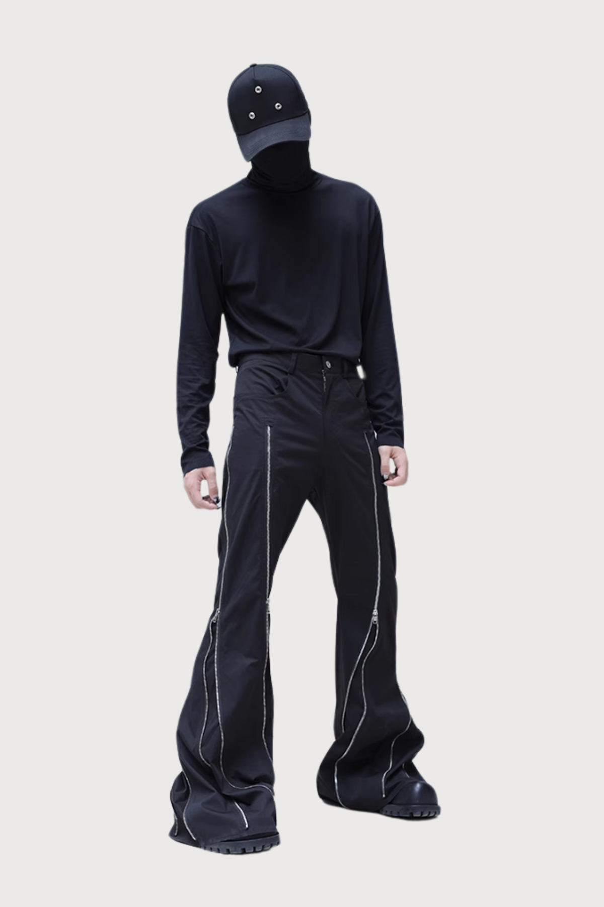 Sleek Path Zipper Bootcut Pants
