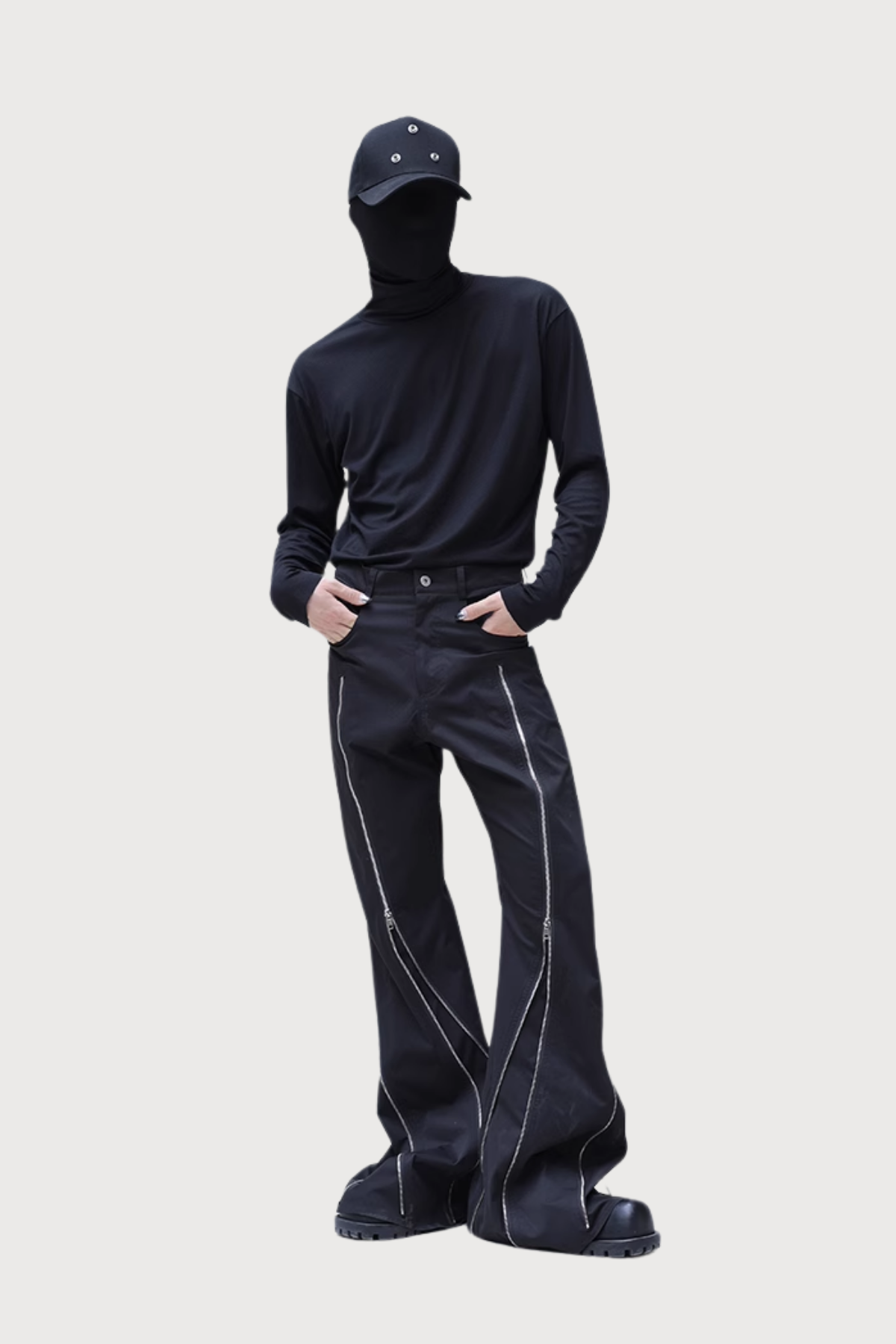 Sleek Path Zipper Bootcut Pants