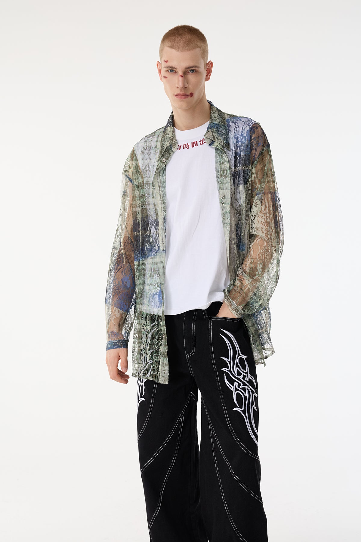 Slick Layer Lace Long Sleeve Shirts