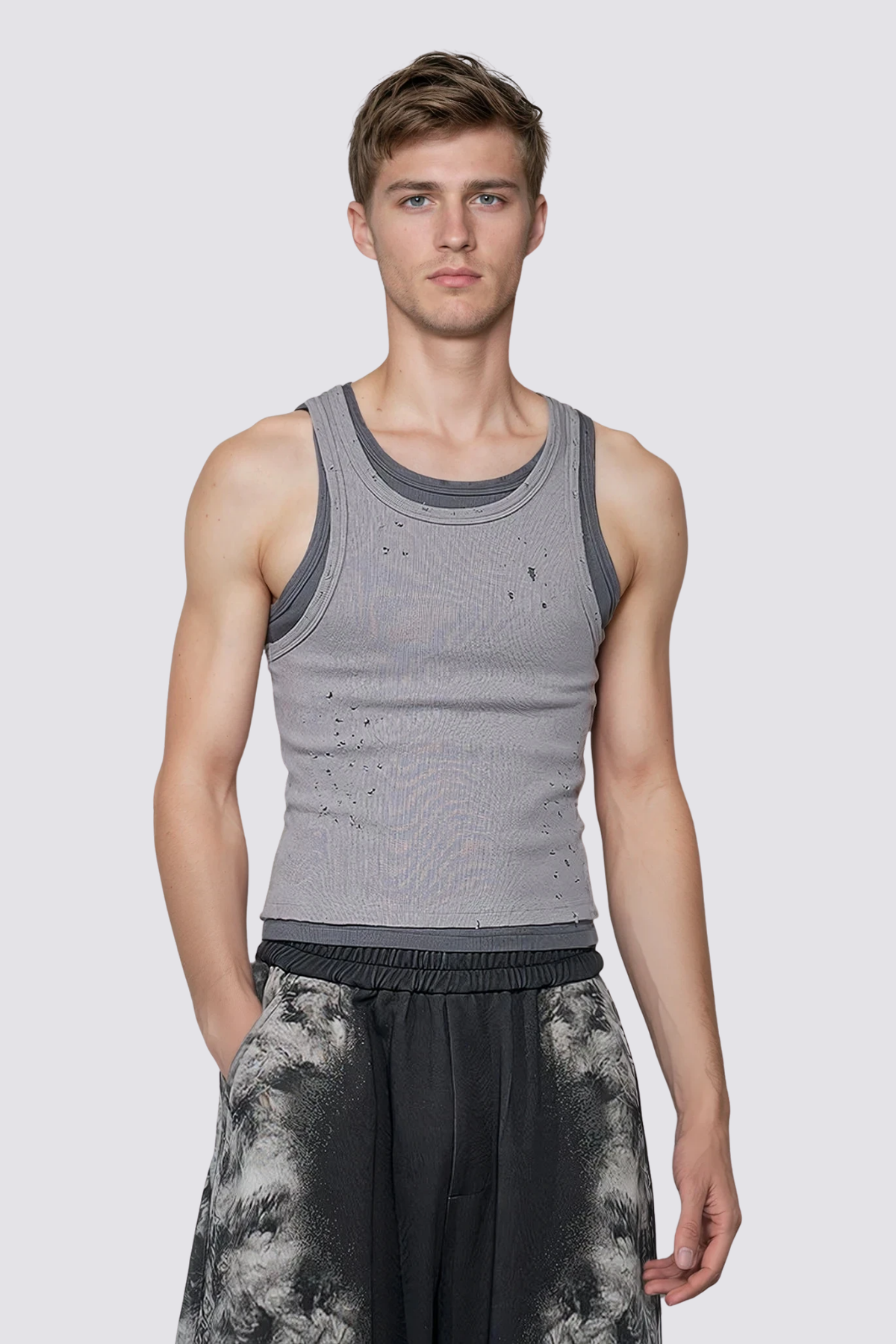 Smooth Cut Ripped Sleeveless Top