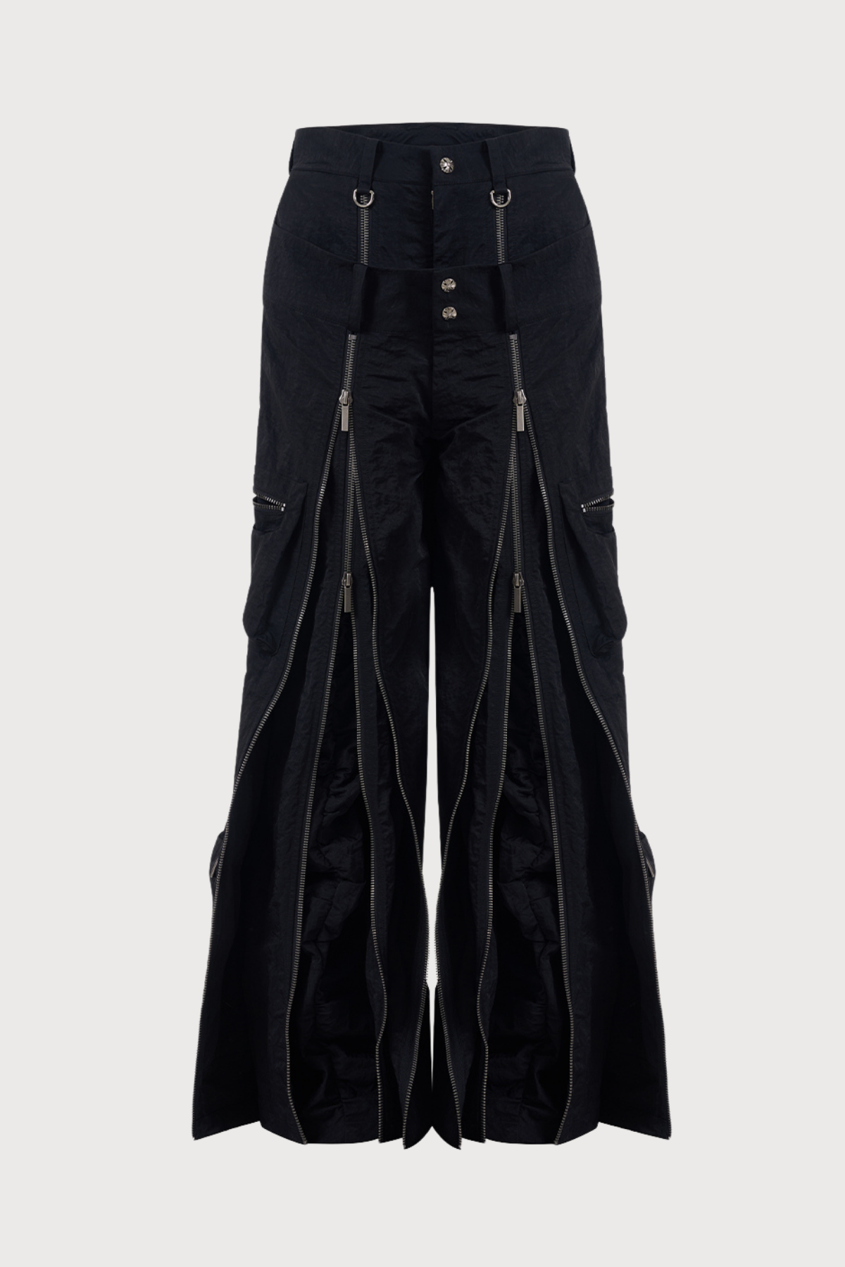 Smooth Line Zipper Wide Leg Pants