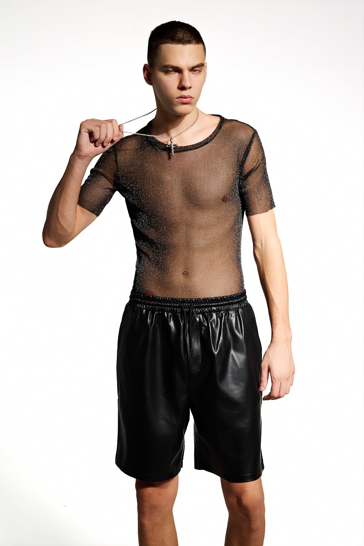 Soft Circuit Rhinestone Mesh Top