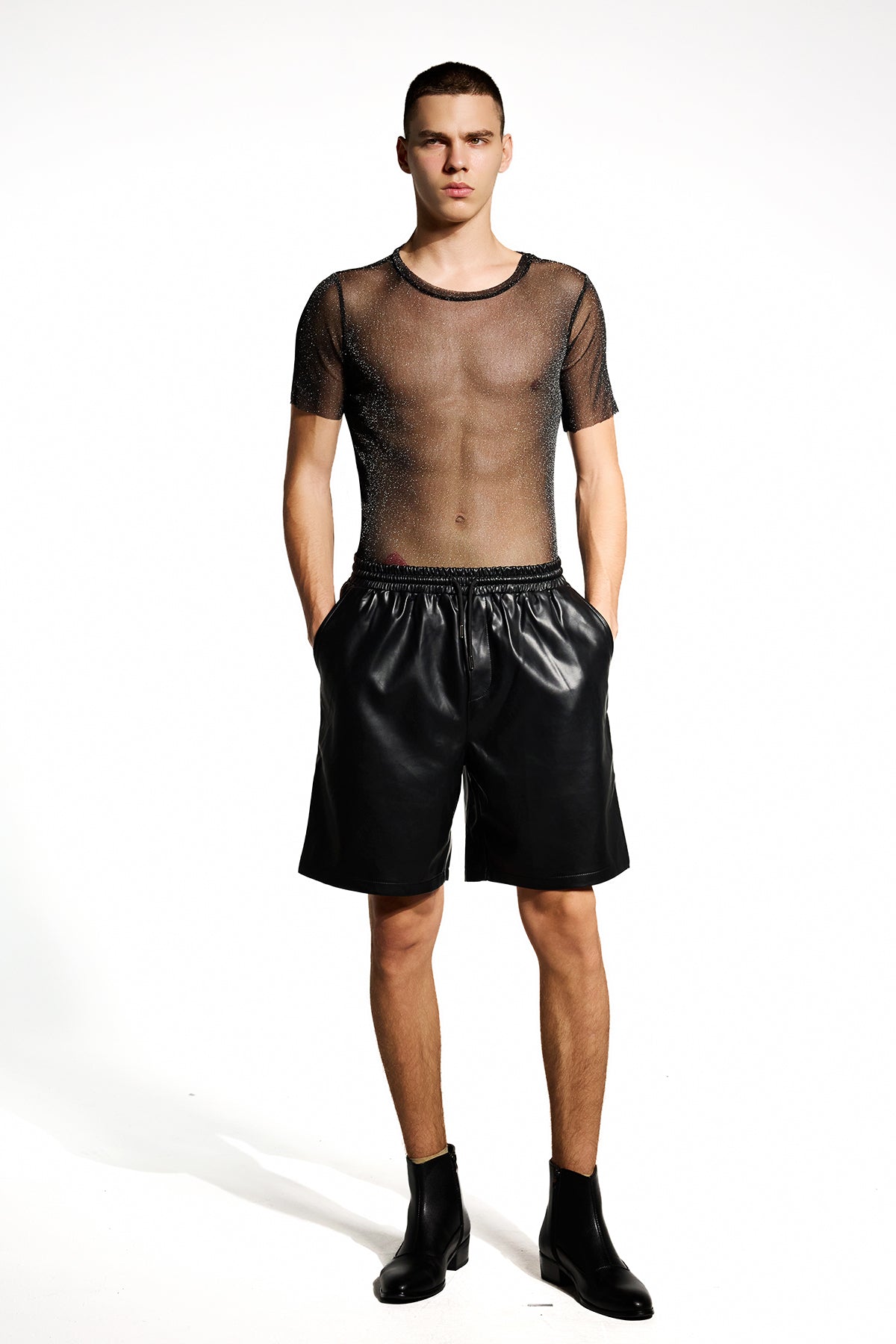 Soft Circuit Rhinestone Mesh Top