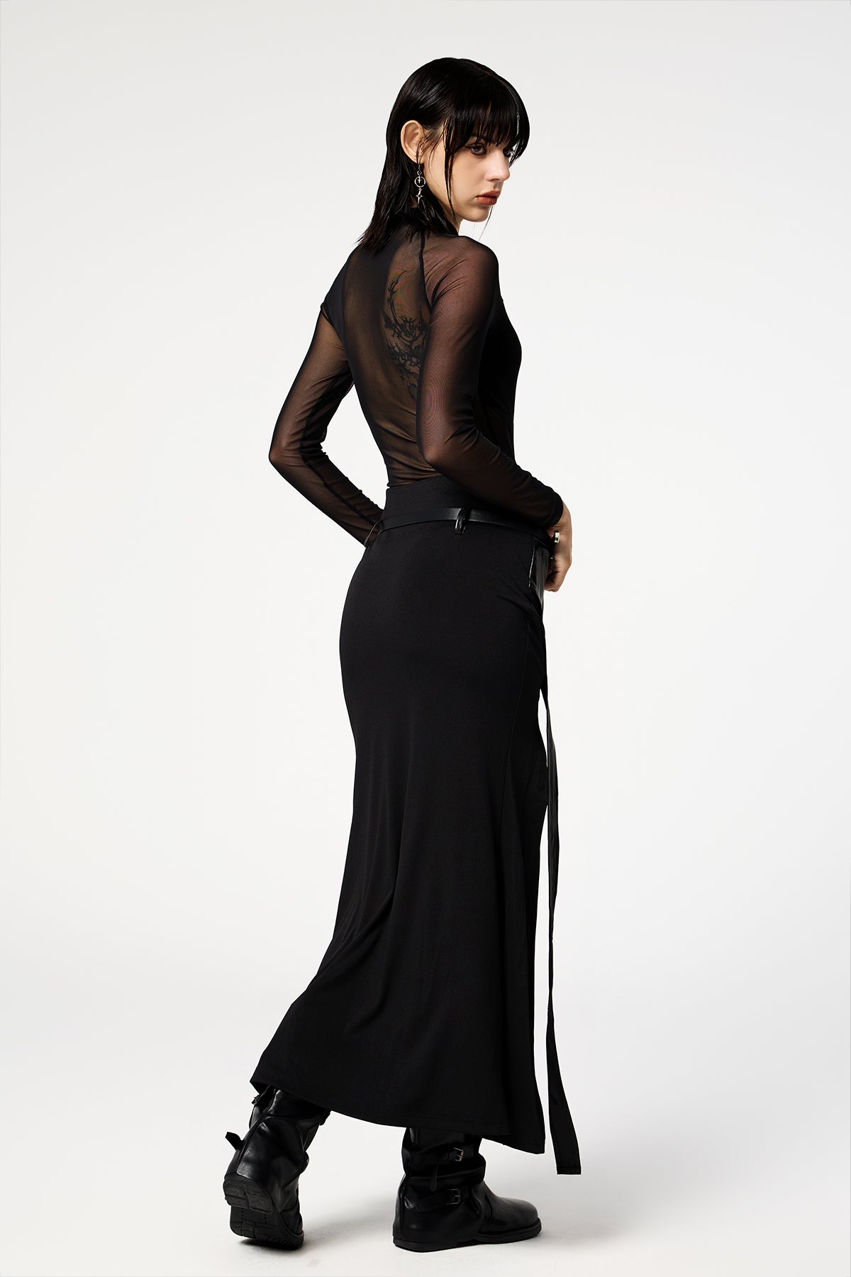 Soft Glaze Long Sleeve Mesh Cutout Bodysuit