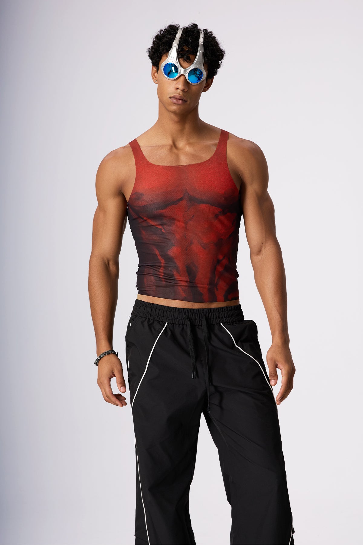 Soft Light Mesh Print Top