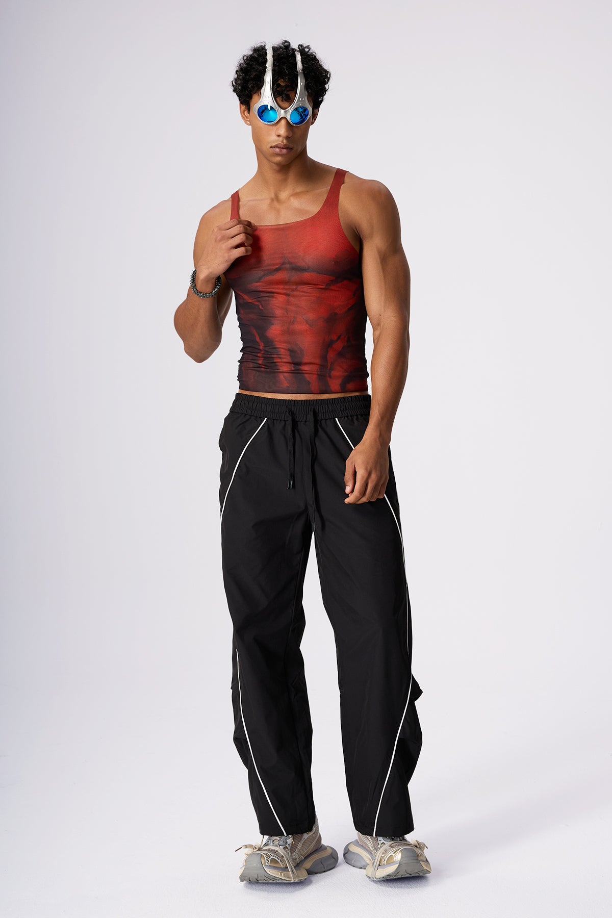 Soft Light Mesh Print Top