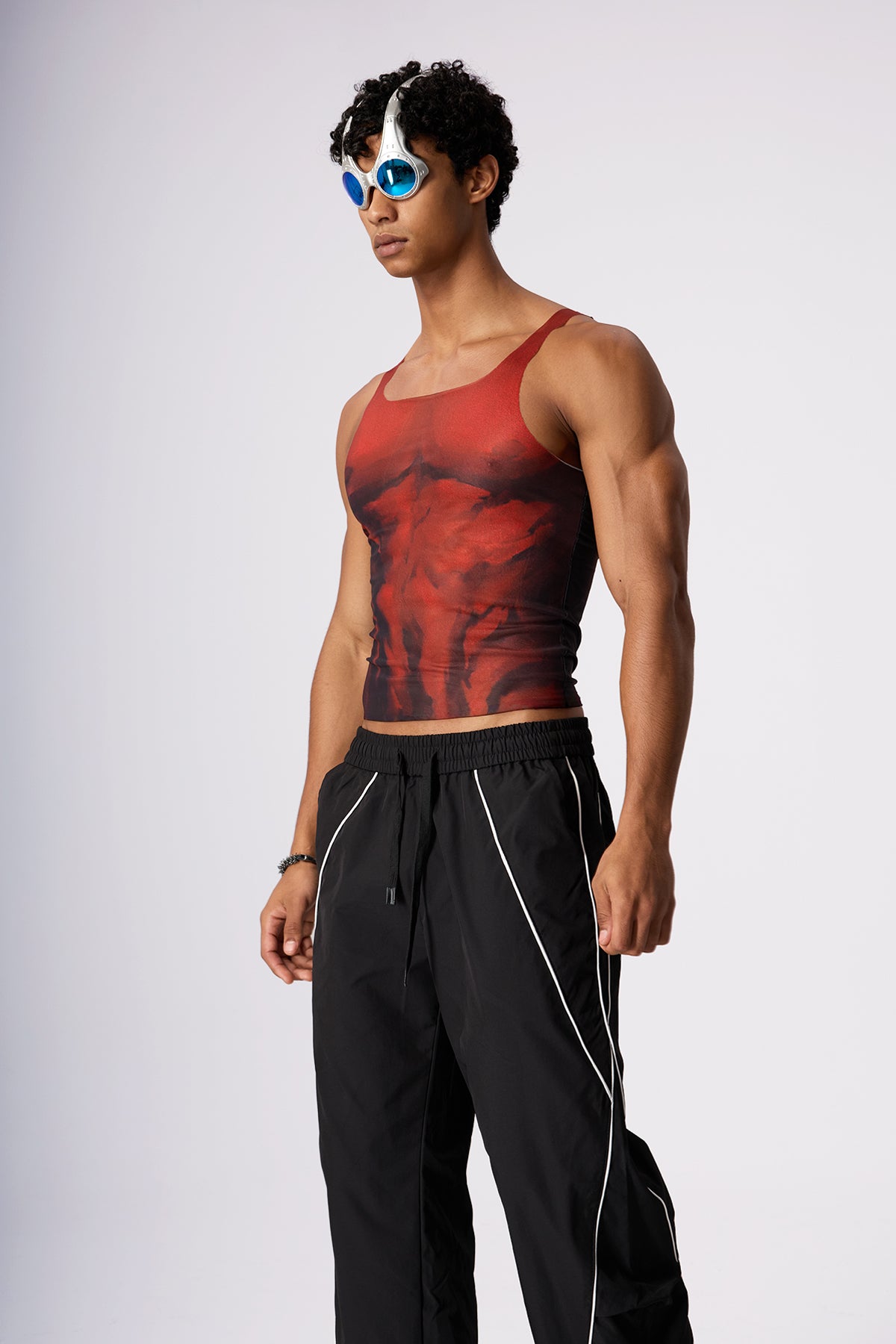 Soft Light Mesh Print Top