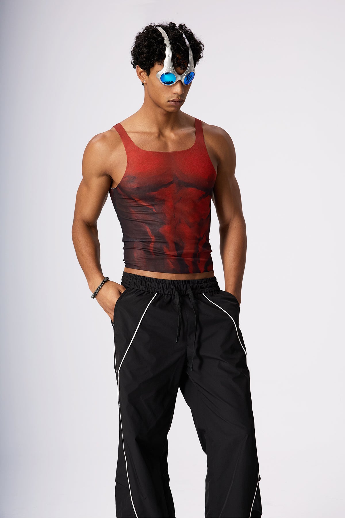 Soft Light Mesh Print Top