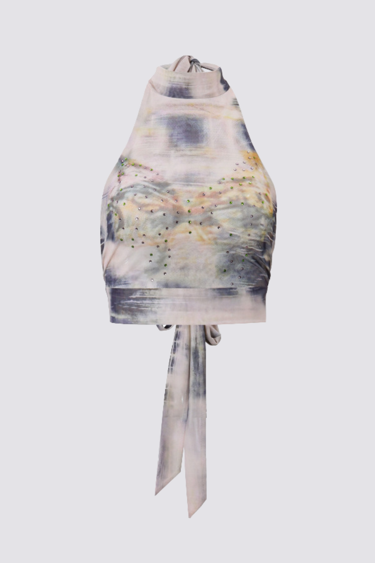 Soft Signal Rhinestone Print Crop Top