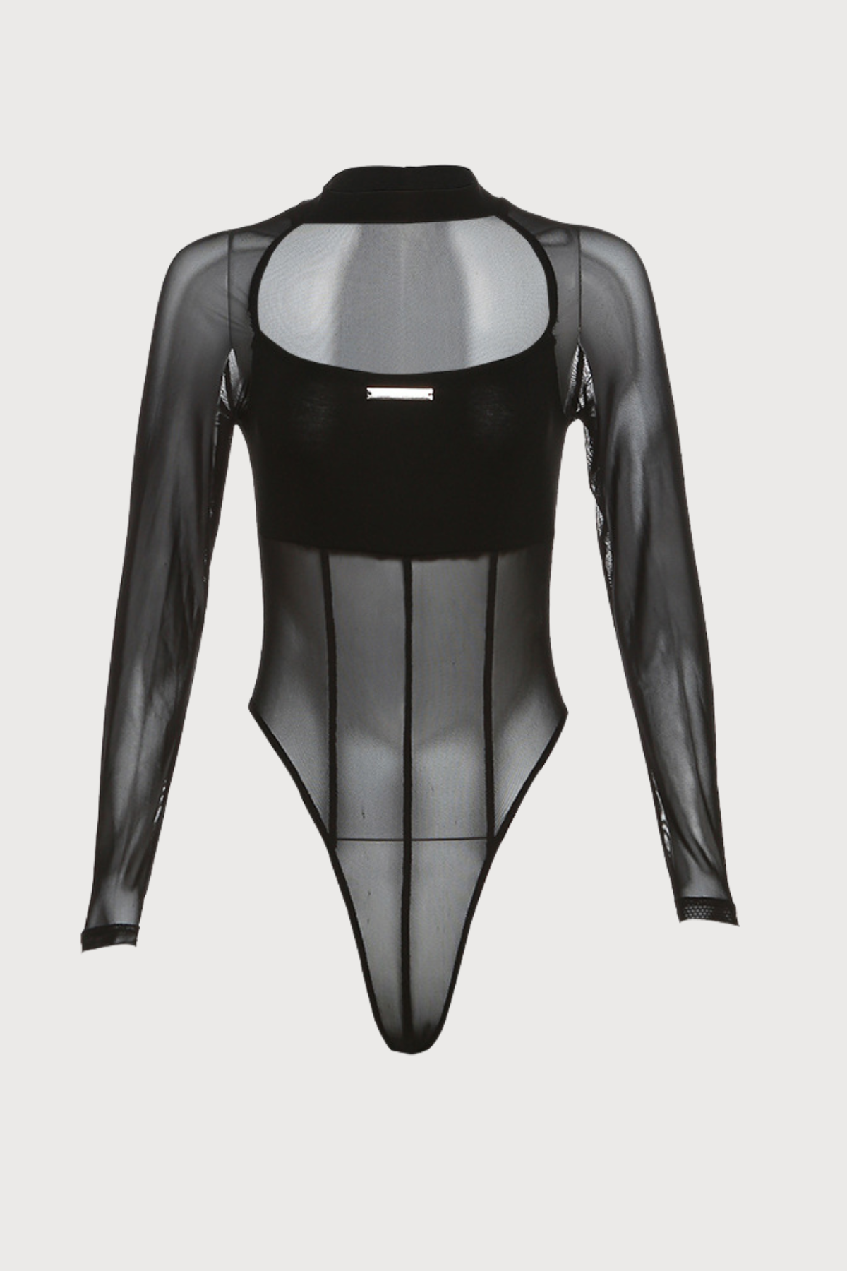 Soft Glaze Long Sleeve Mesh Cutout Bodysuit