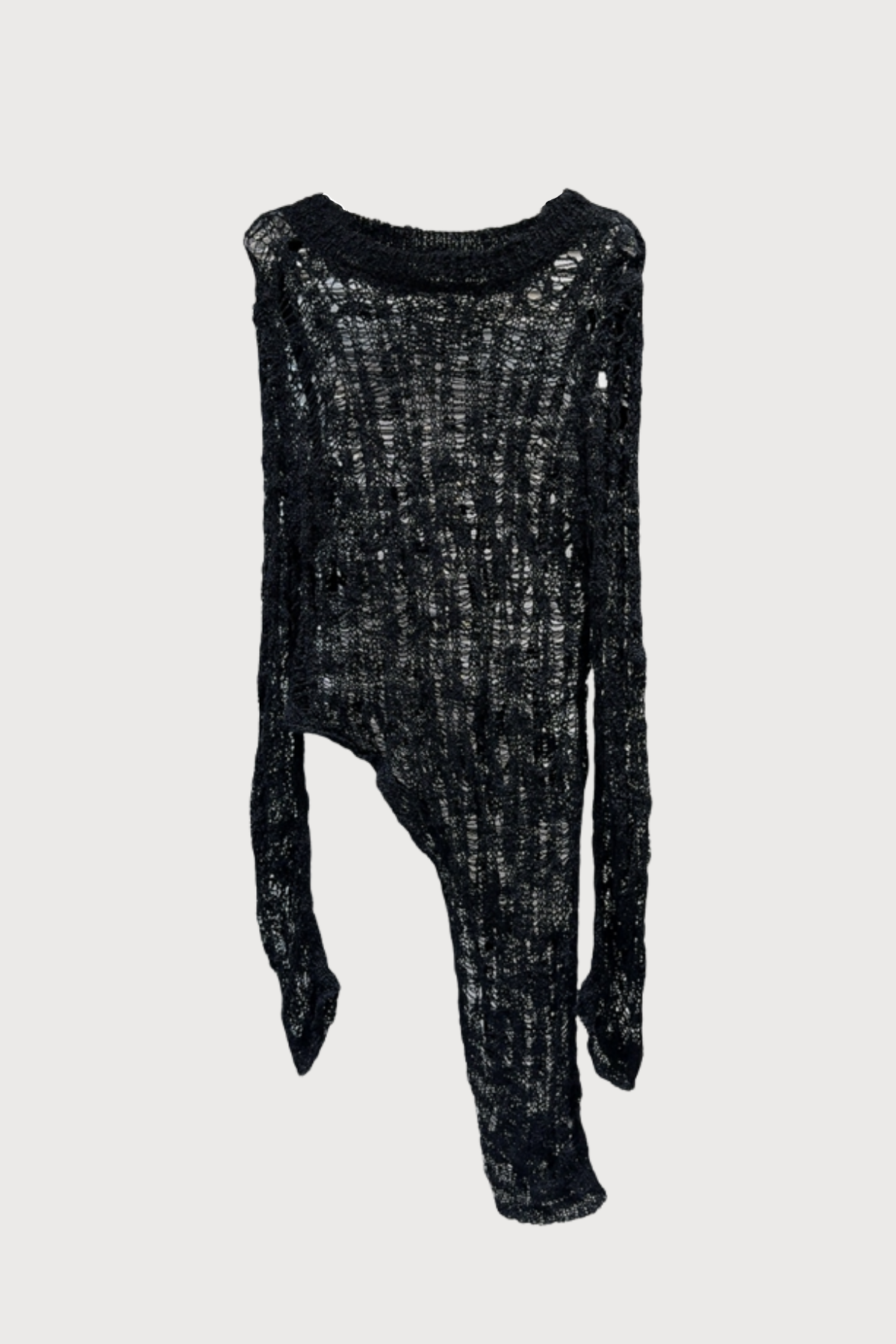 Soft Weave Knit Ripped Long Sleeve Top