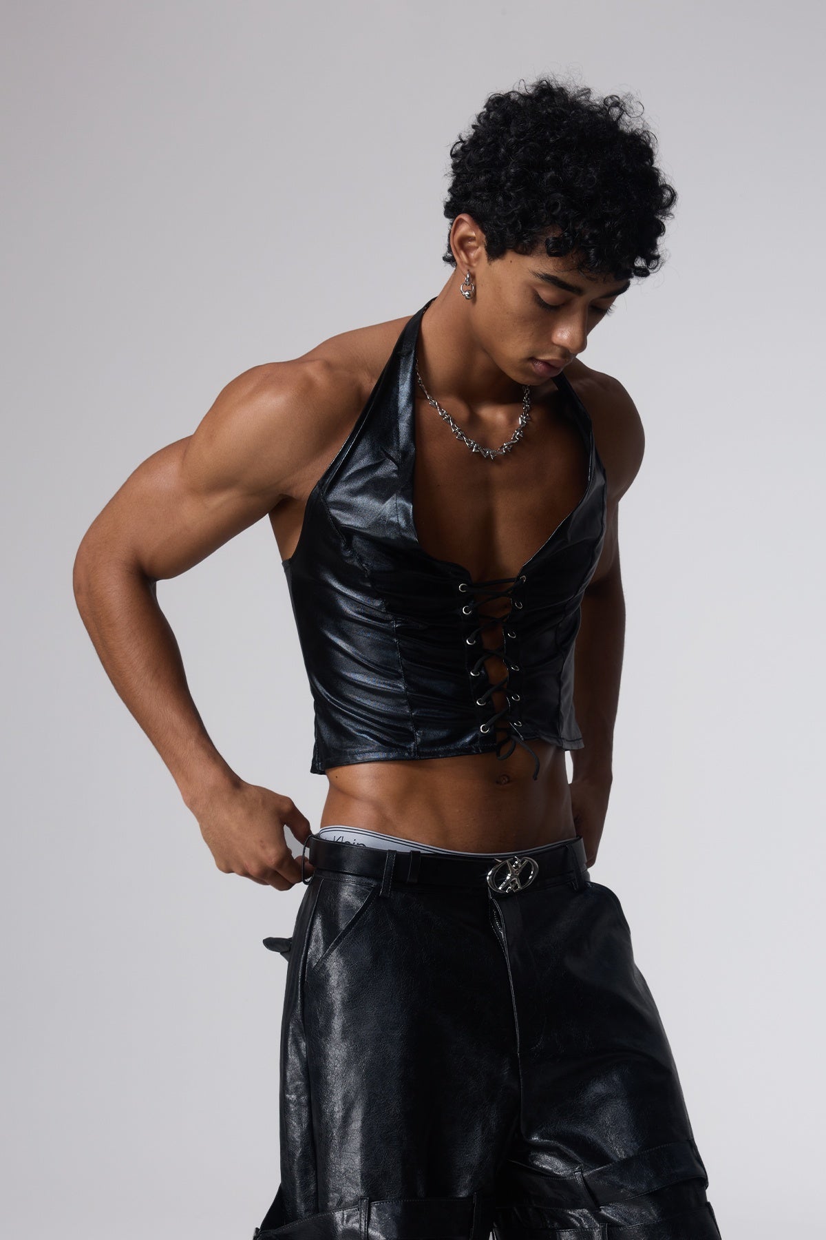 Sole Cut Halterneck Lace Up Top