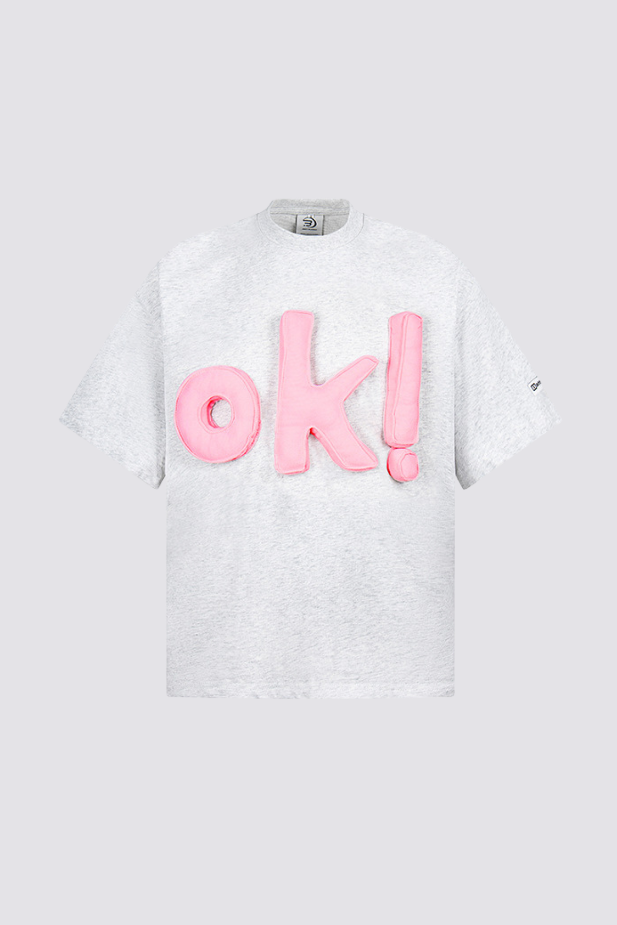 Solid Dash Print Top Light Gray