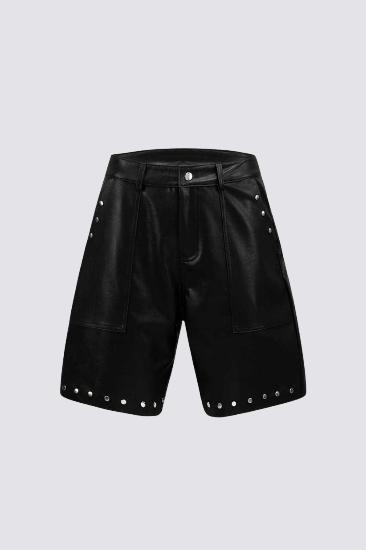 Solid Flex Studded Leather Shorts