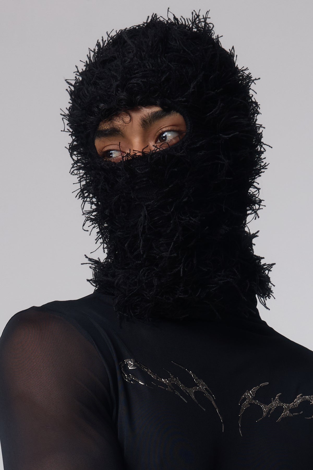 Solid Hood Knit Balaclava Black