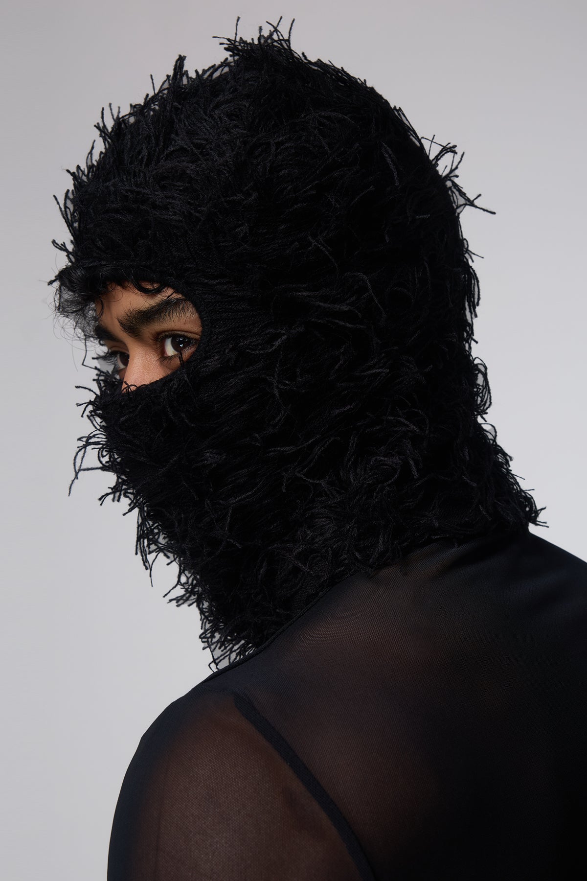 Solid Hood Knit Balaclava Black