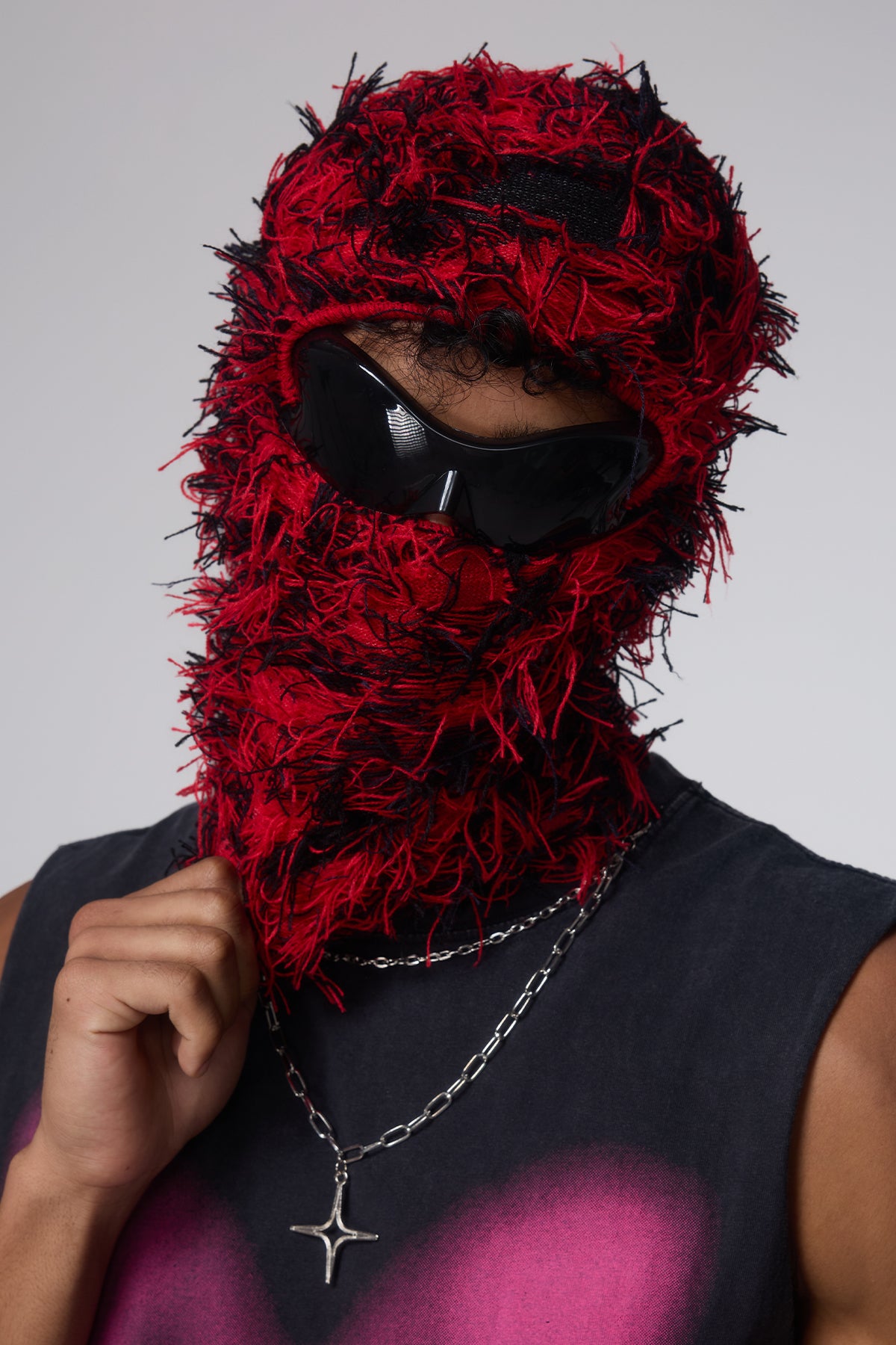 Solid Hood Knit Balaclava Red