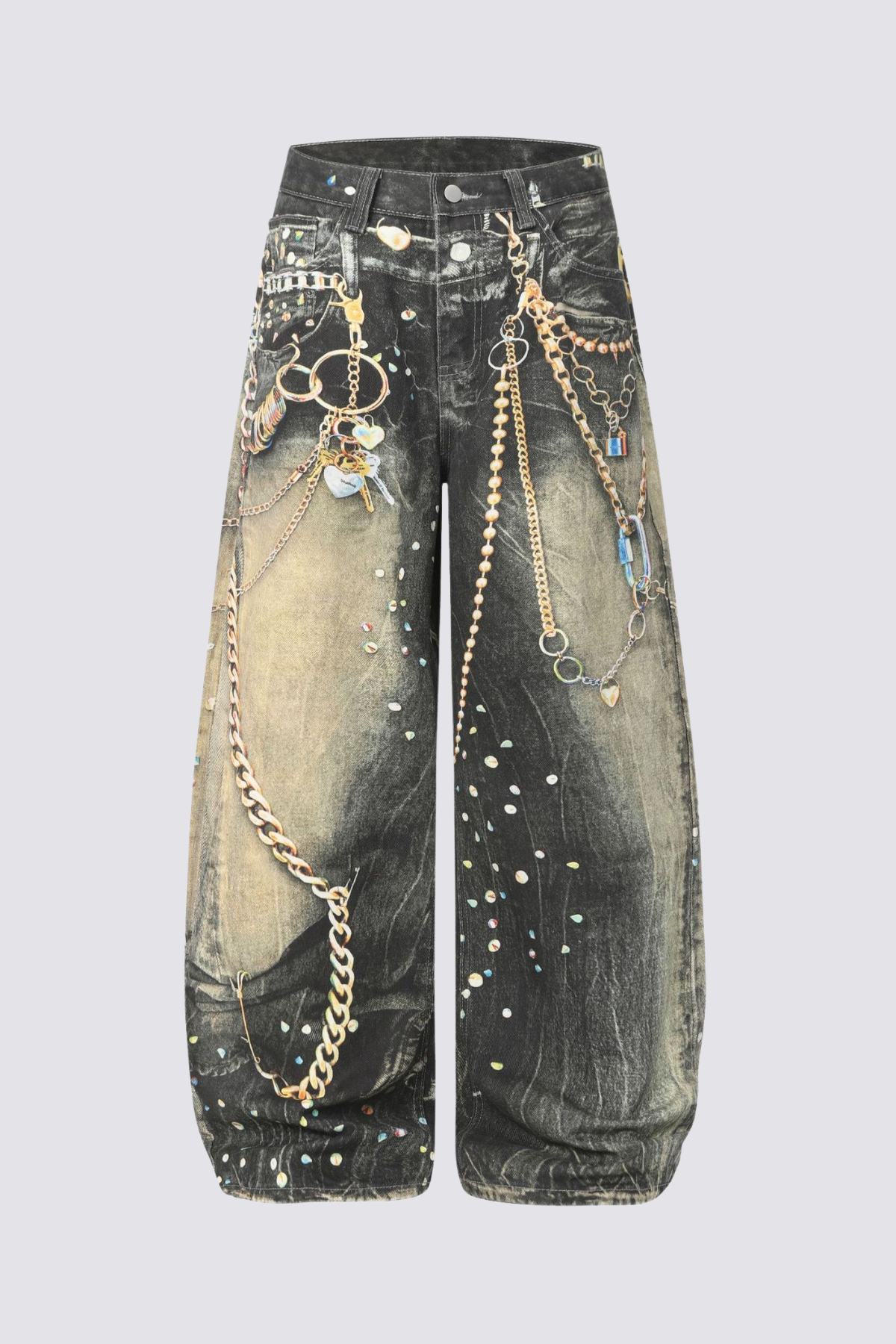 Solid Indigo Print Barrel Jeans