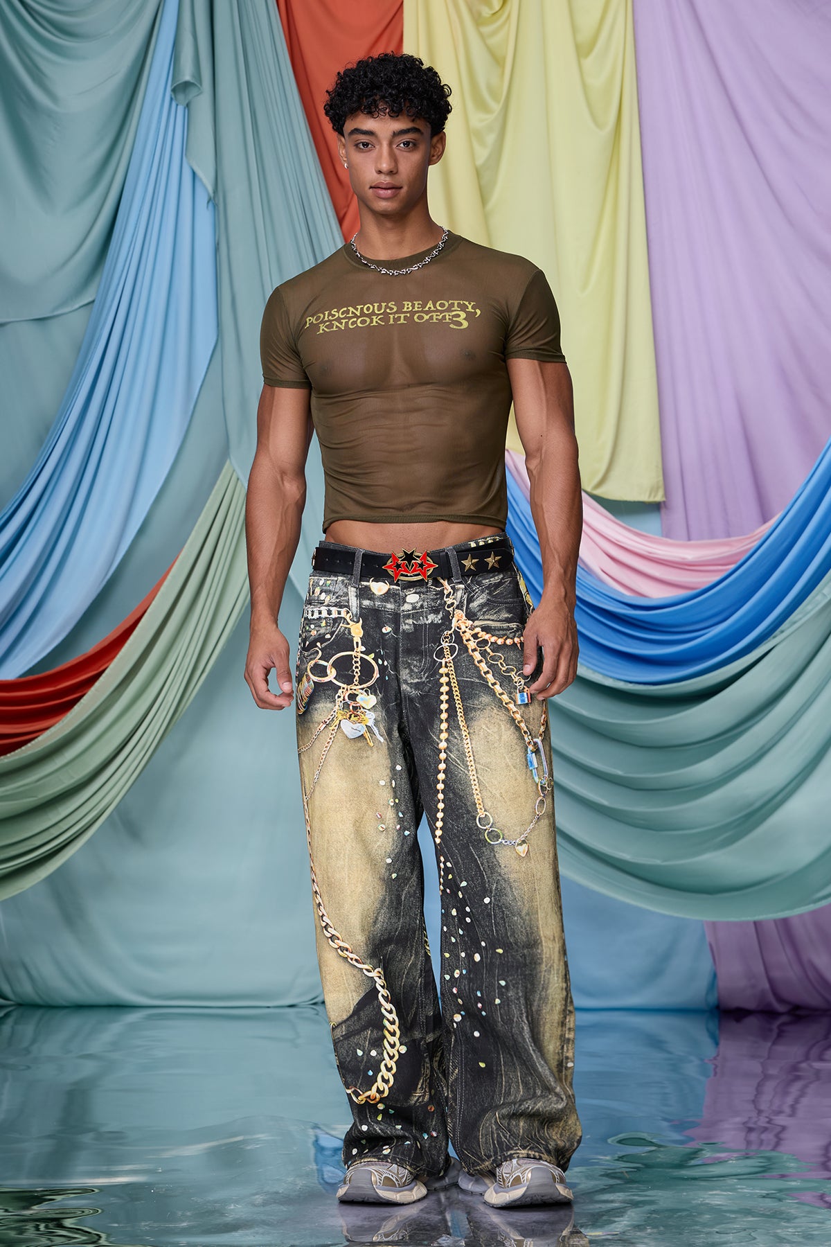 Solid Indigo Print Barrel Jeans