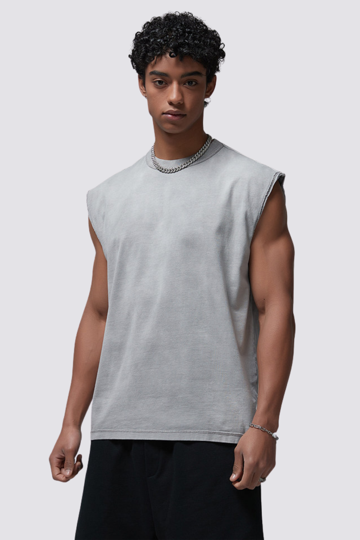 Solid Night Sleeveless Top Grey