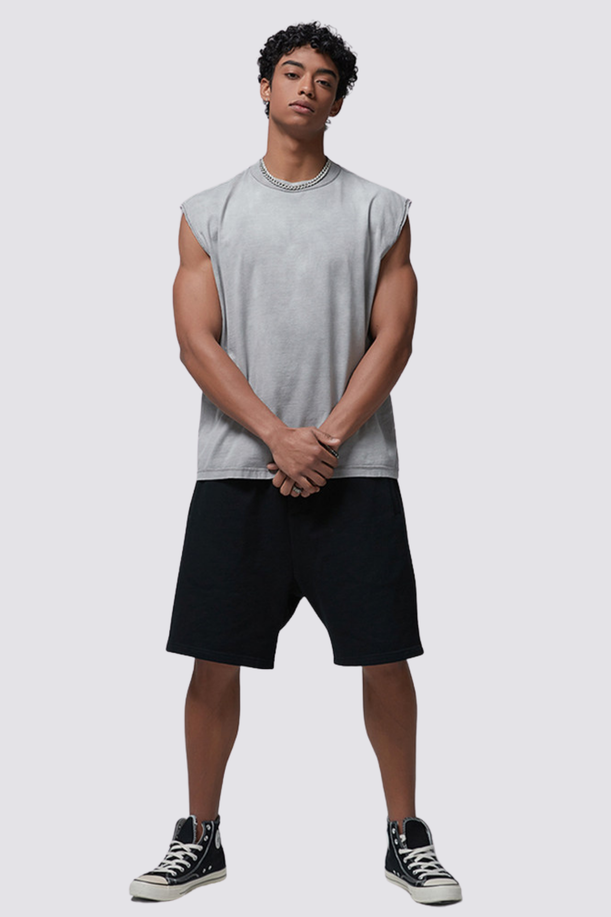 Solid Night Sleeveless Top Grey