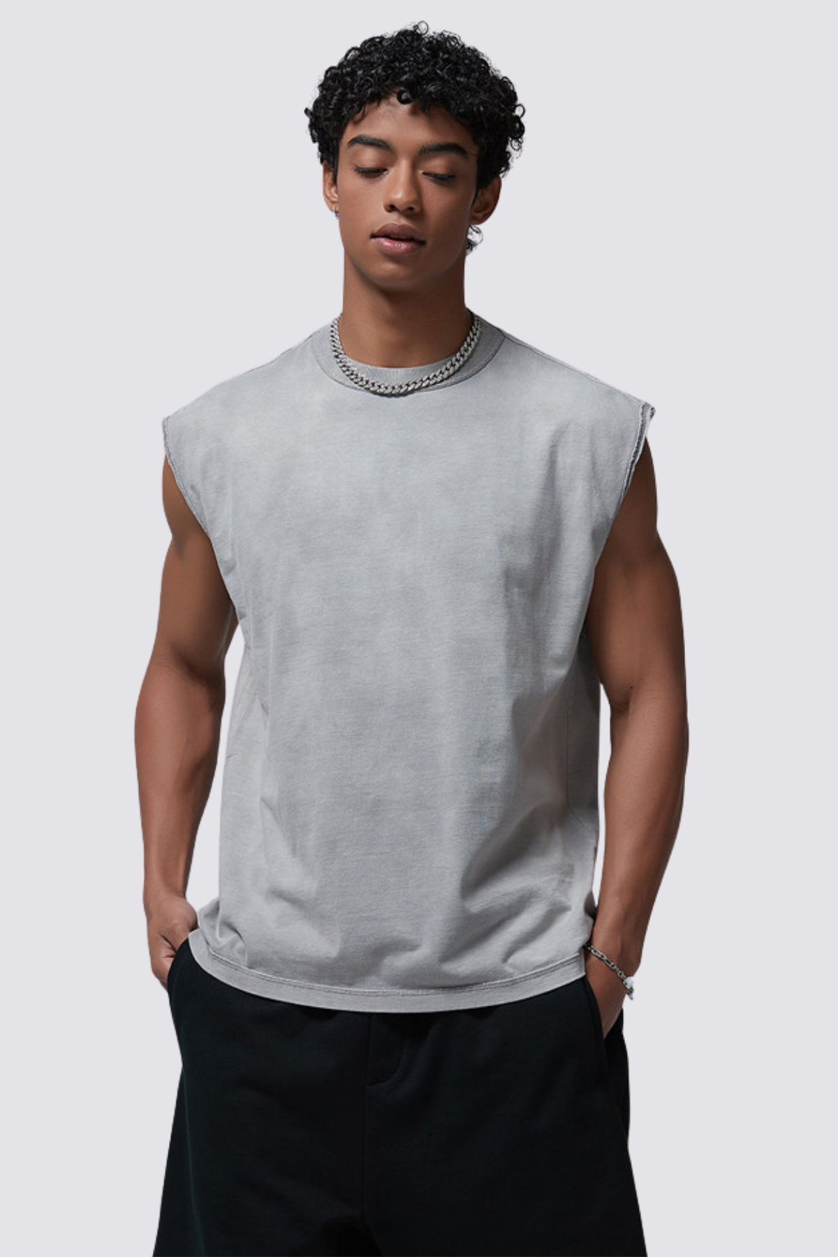 Solid Night Sleeveless Top Grey