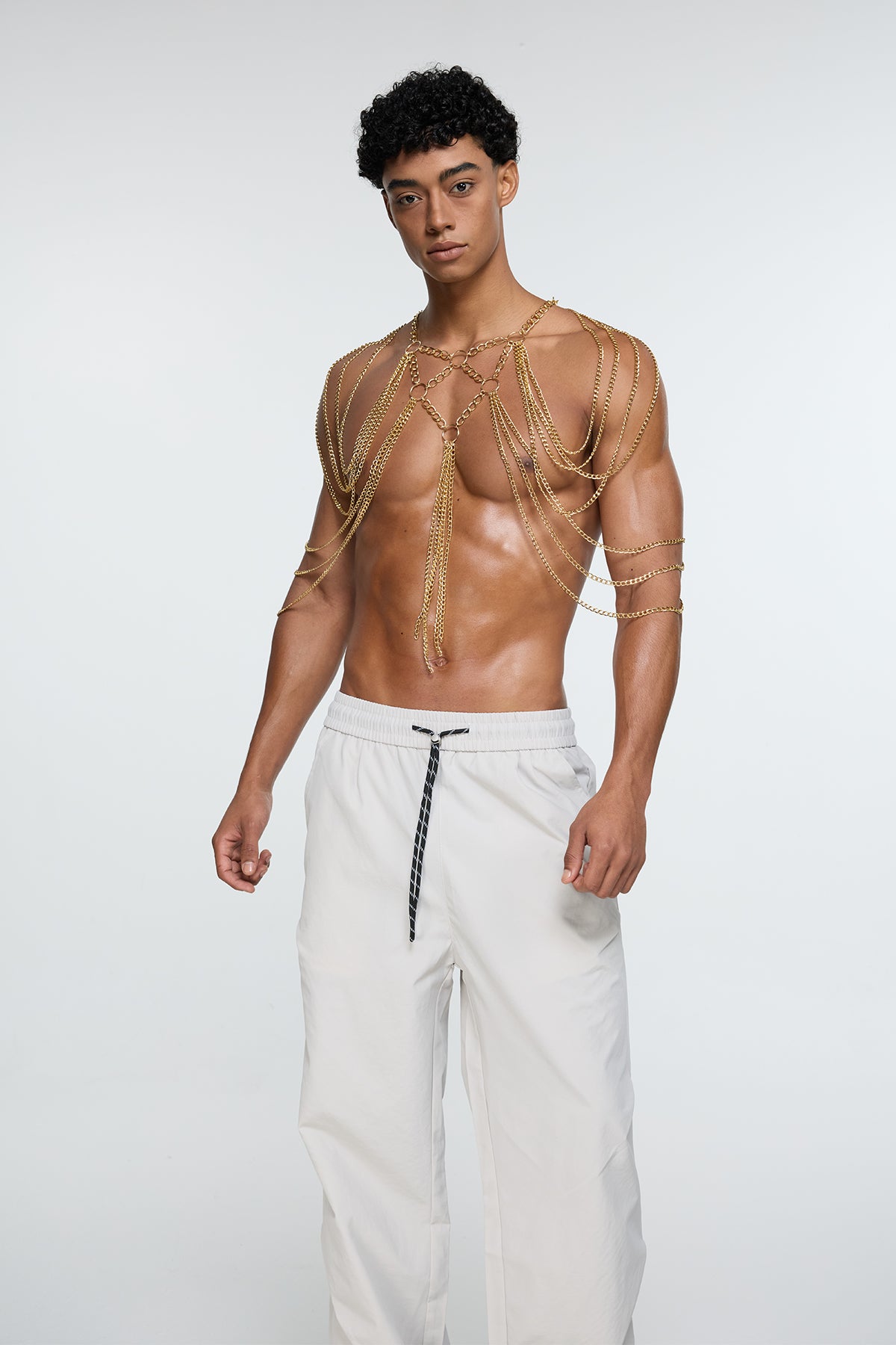 Solid Rivet Fringe Chain Harness Top