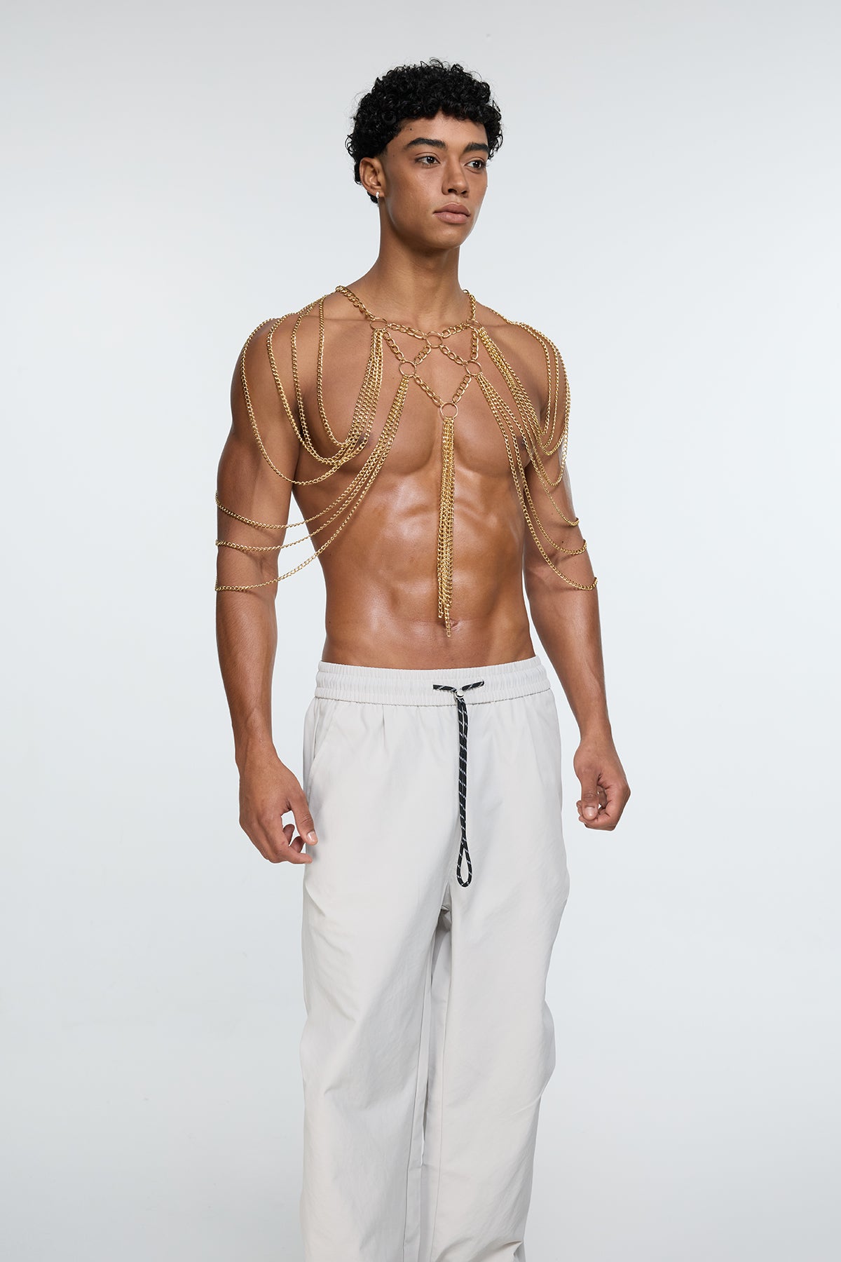 Solid Rivet Fringe Chain Harness Top