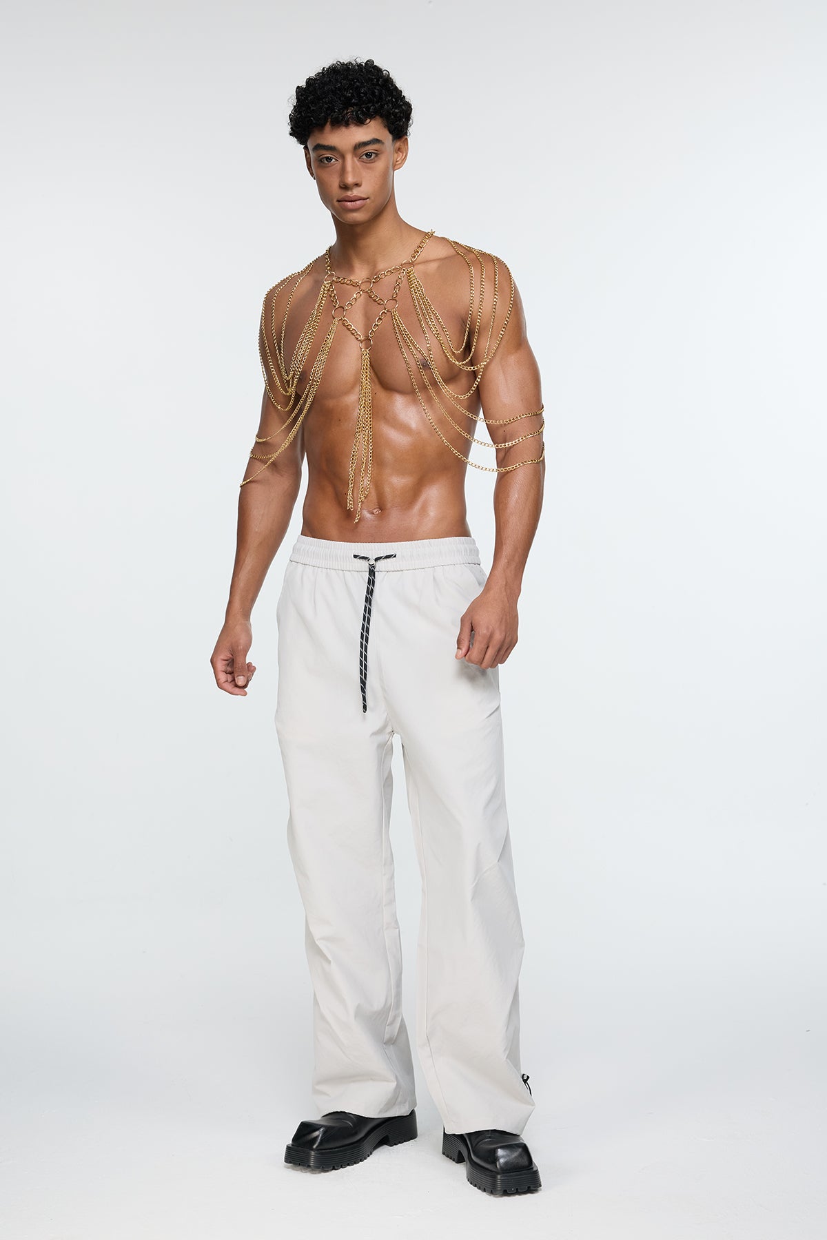 Solid Rivet Fringe Chain Harness Top