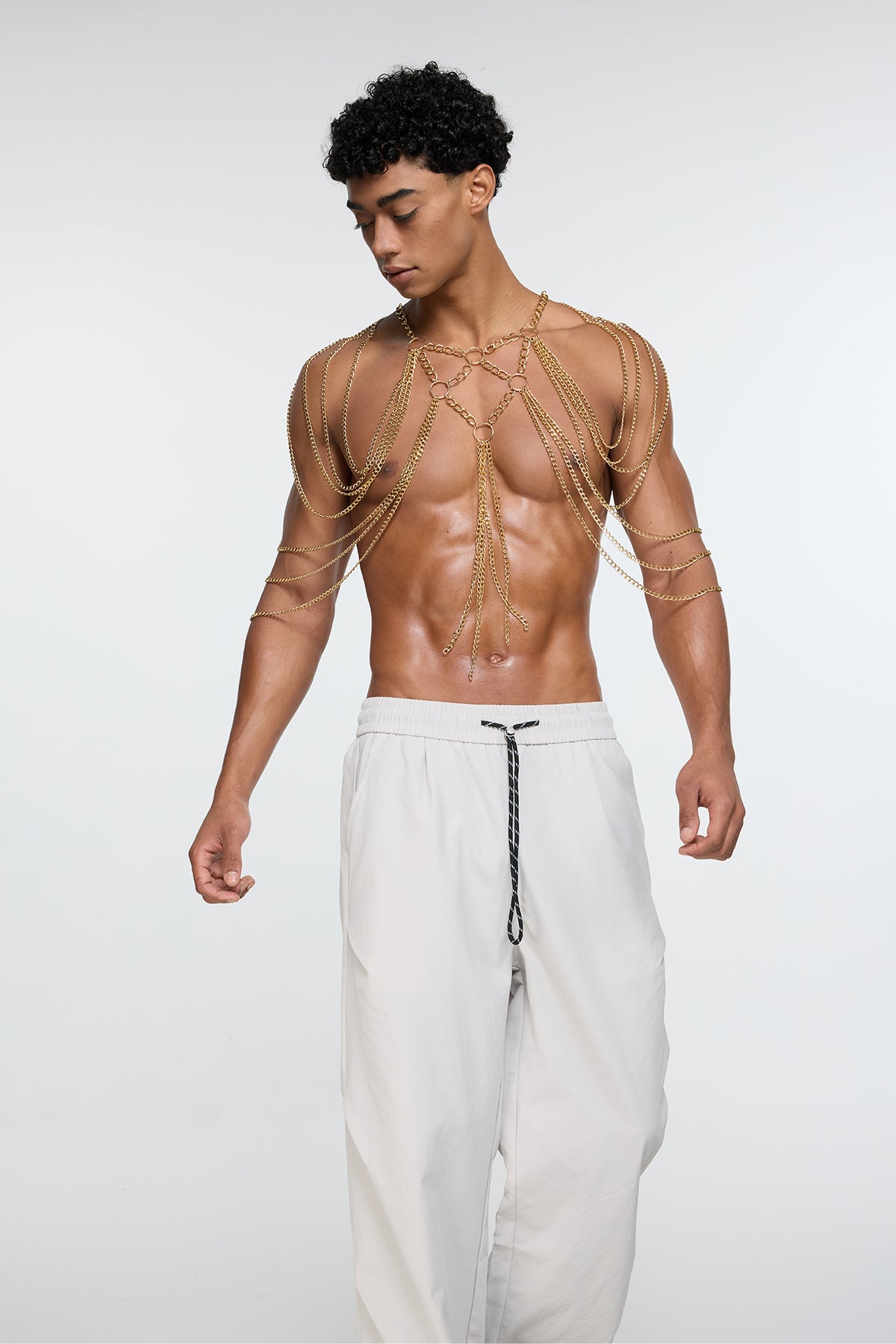 Solid Rivet Fringe Chain Harness Top