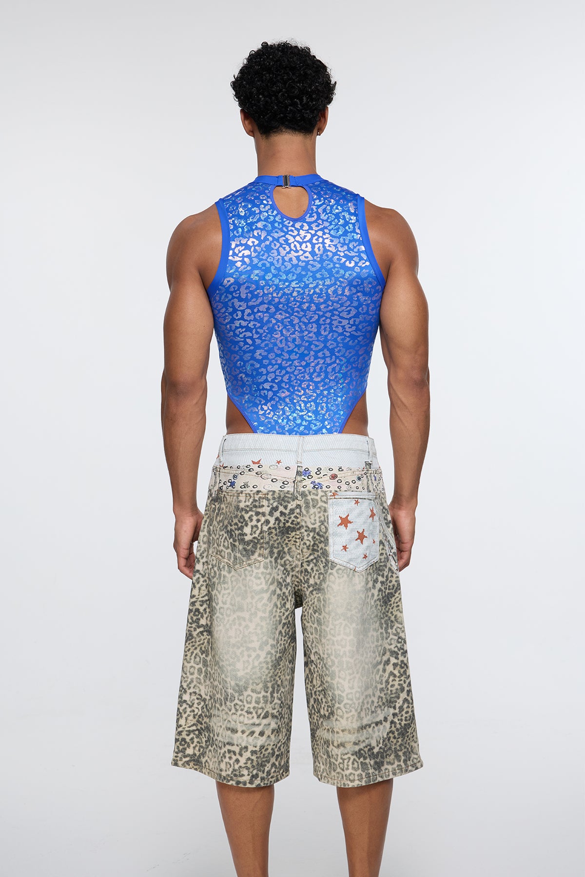 Solid Sheath Sleeveless Bodysuit Blue
