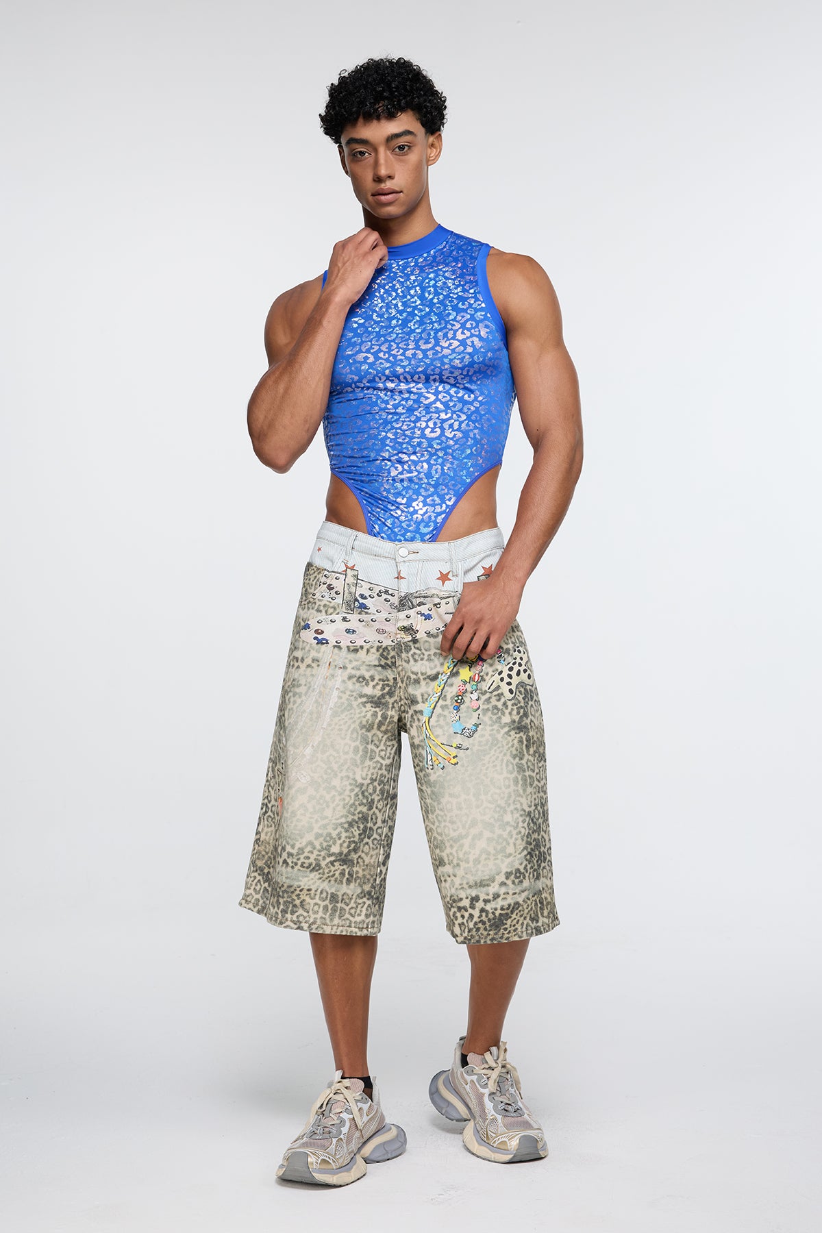 Solid Sheath Sleeveless Bodysuit Blue