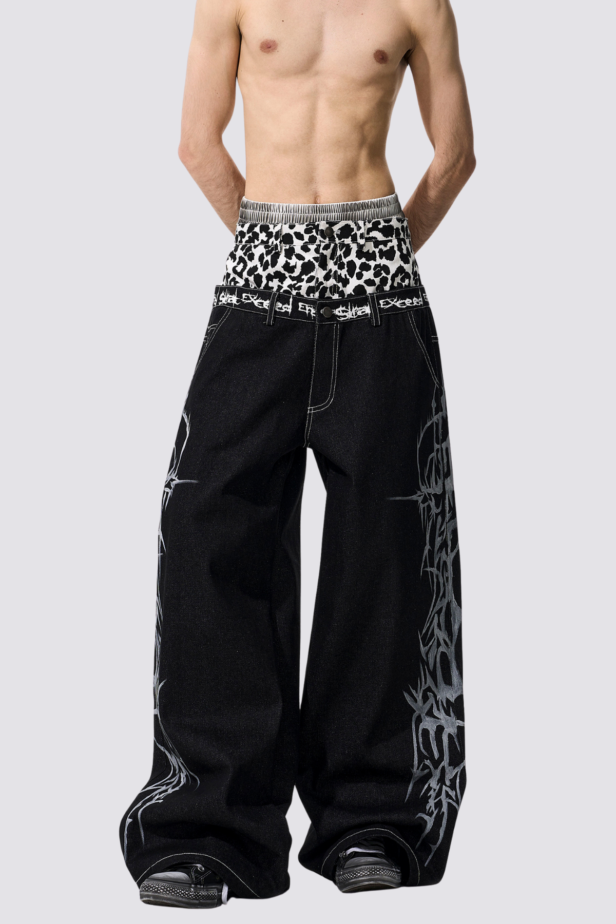 Sonic Core Leopard Print Wide Leg Jeans