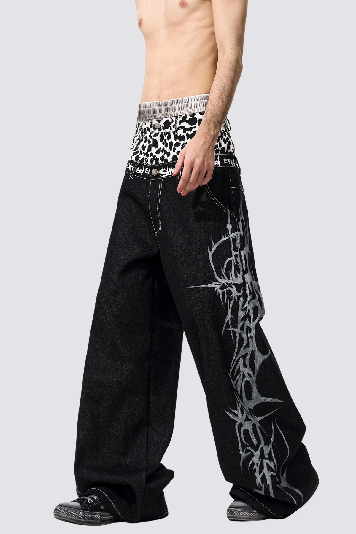 Sonic Core Leopard Print Wide Leg Jeans