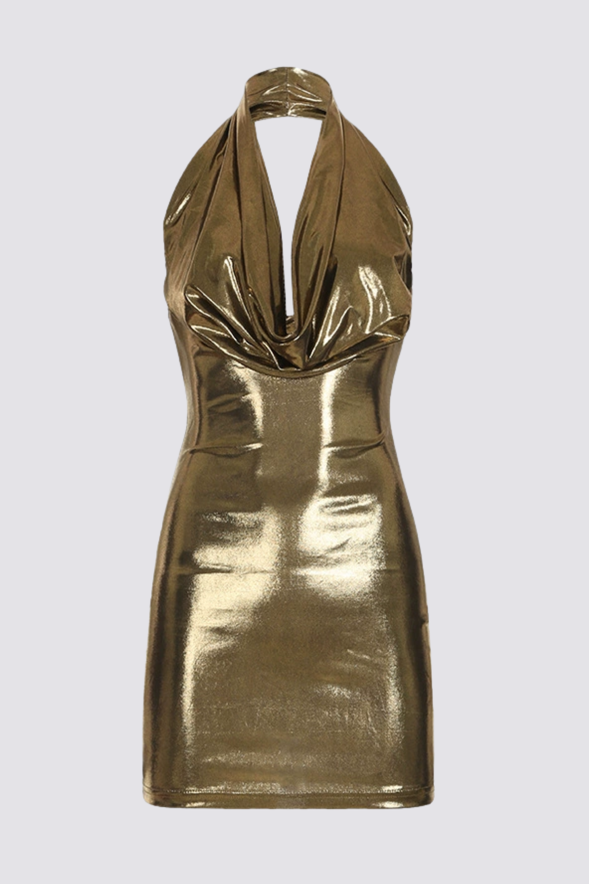 Spark Flow Halter Neck Metallic Dress