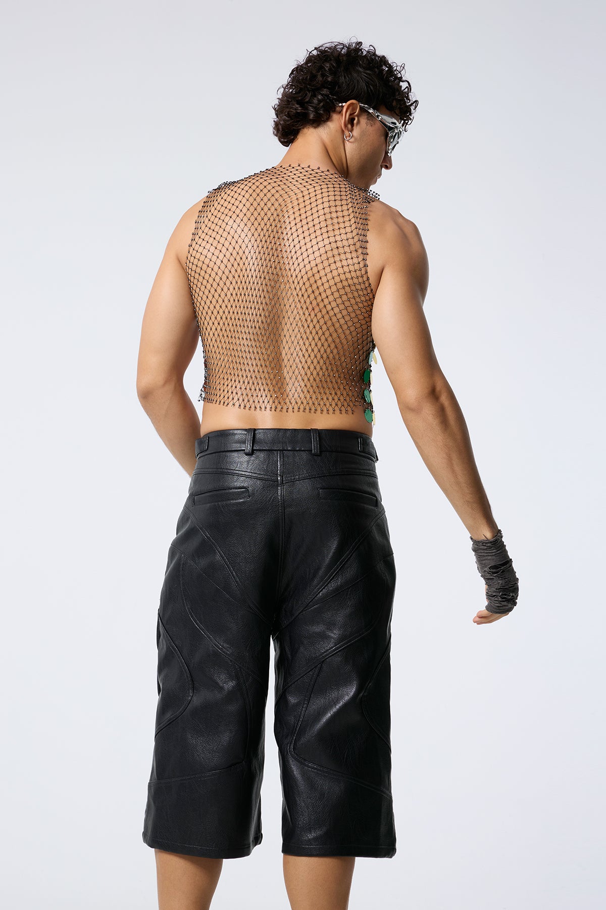 Sparkle Ray Rhinestone Mesh Sleeveless Top