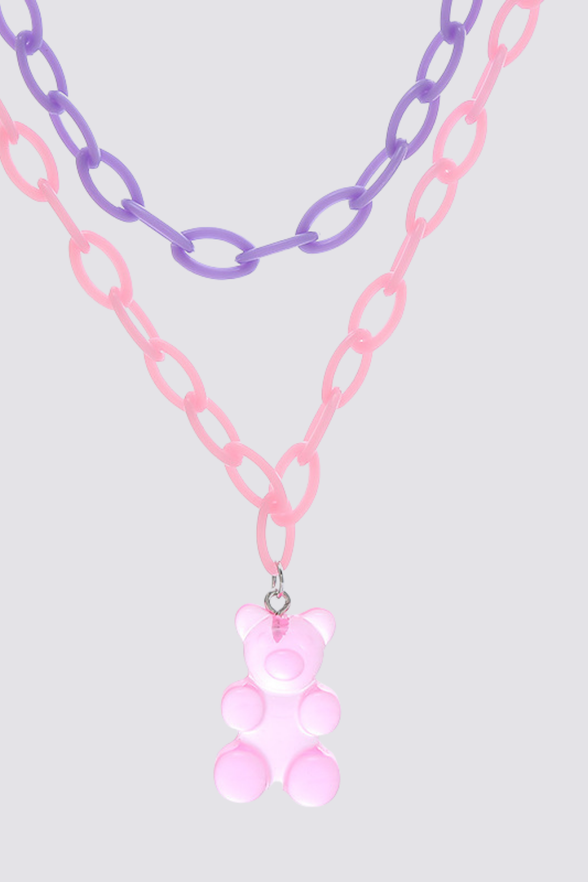 Spectrum Ring Bear Acrylic Necklace Pink