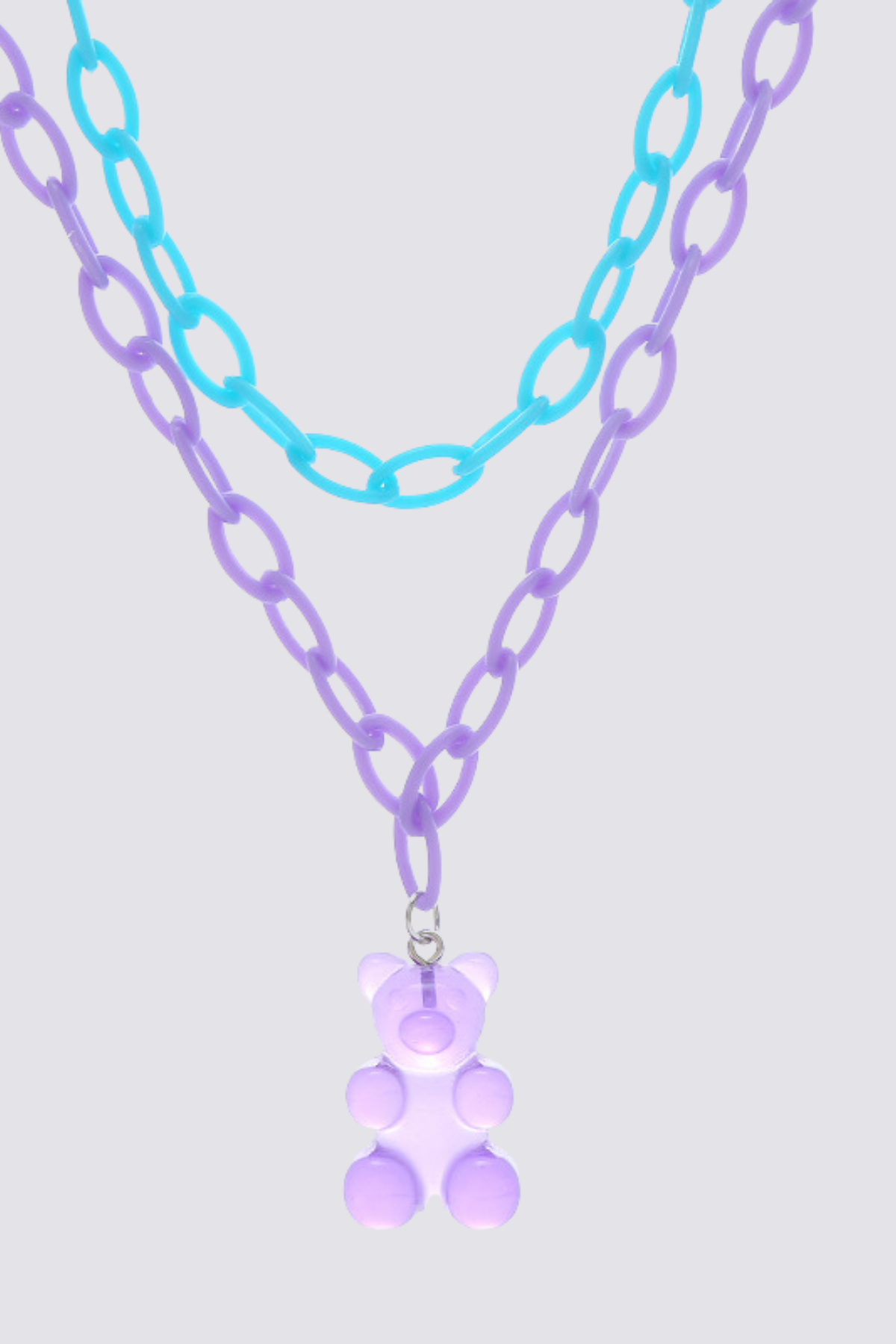 Spectrum Ring Bear Acrylic Necklace Purple