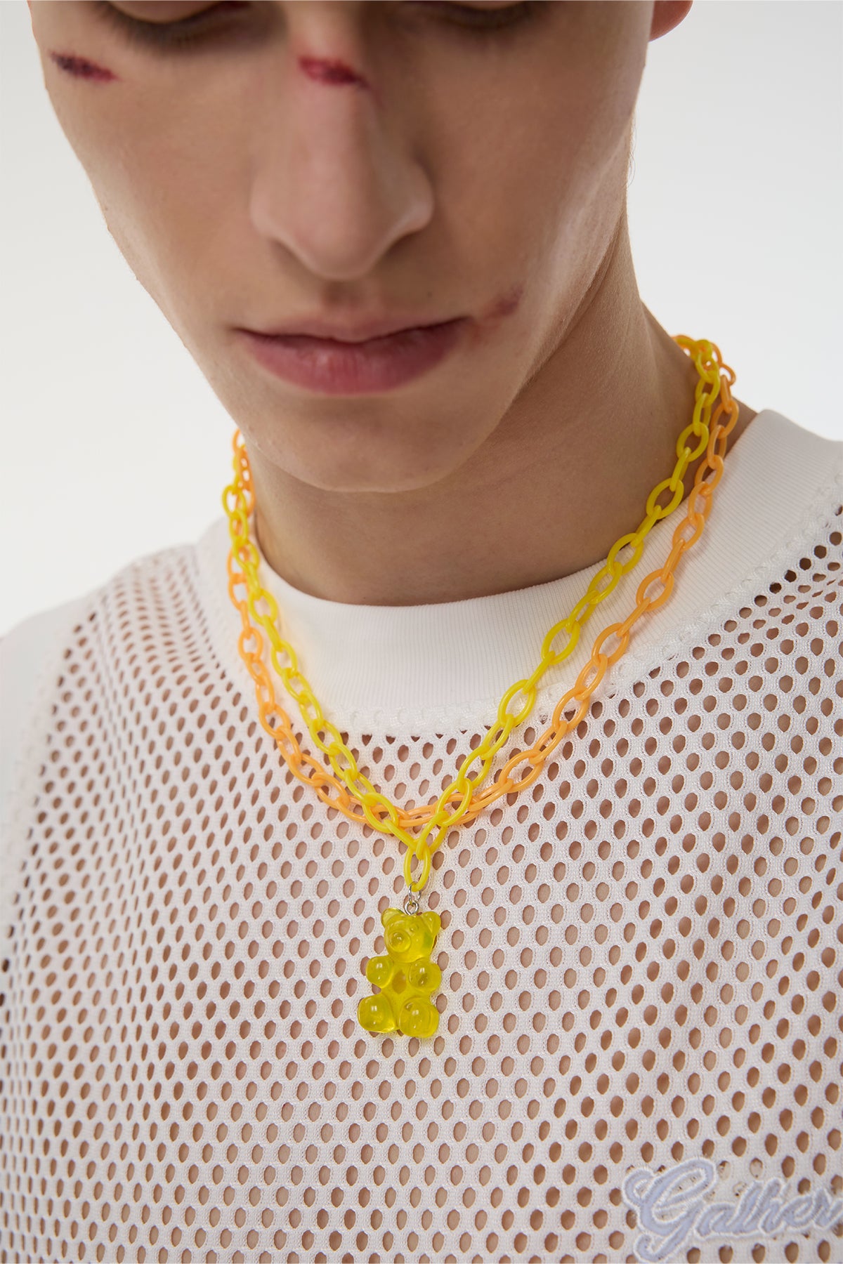 Spectrum Ring Bear Acrylic Necklace Yellow